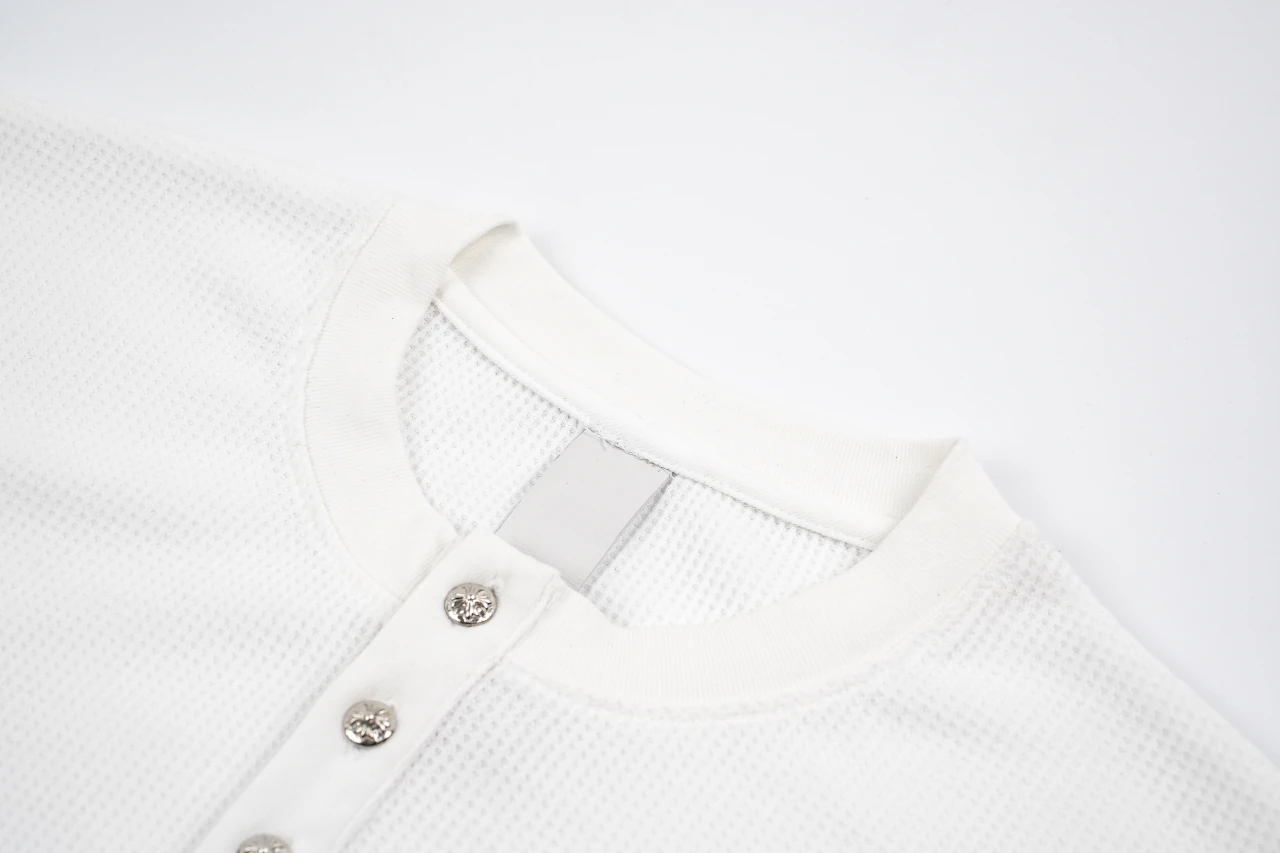Chrome Hearts White Leather Patch Silver Button Henley Sweatshirt product photo from LabelPicks