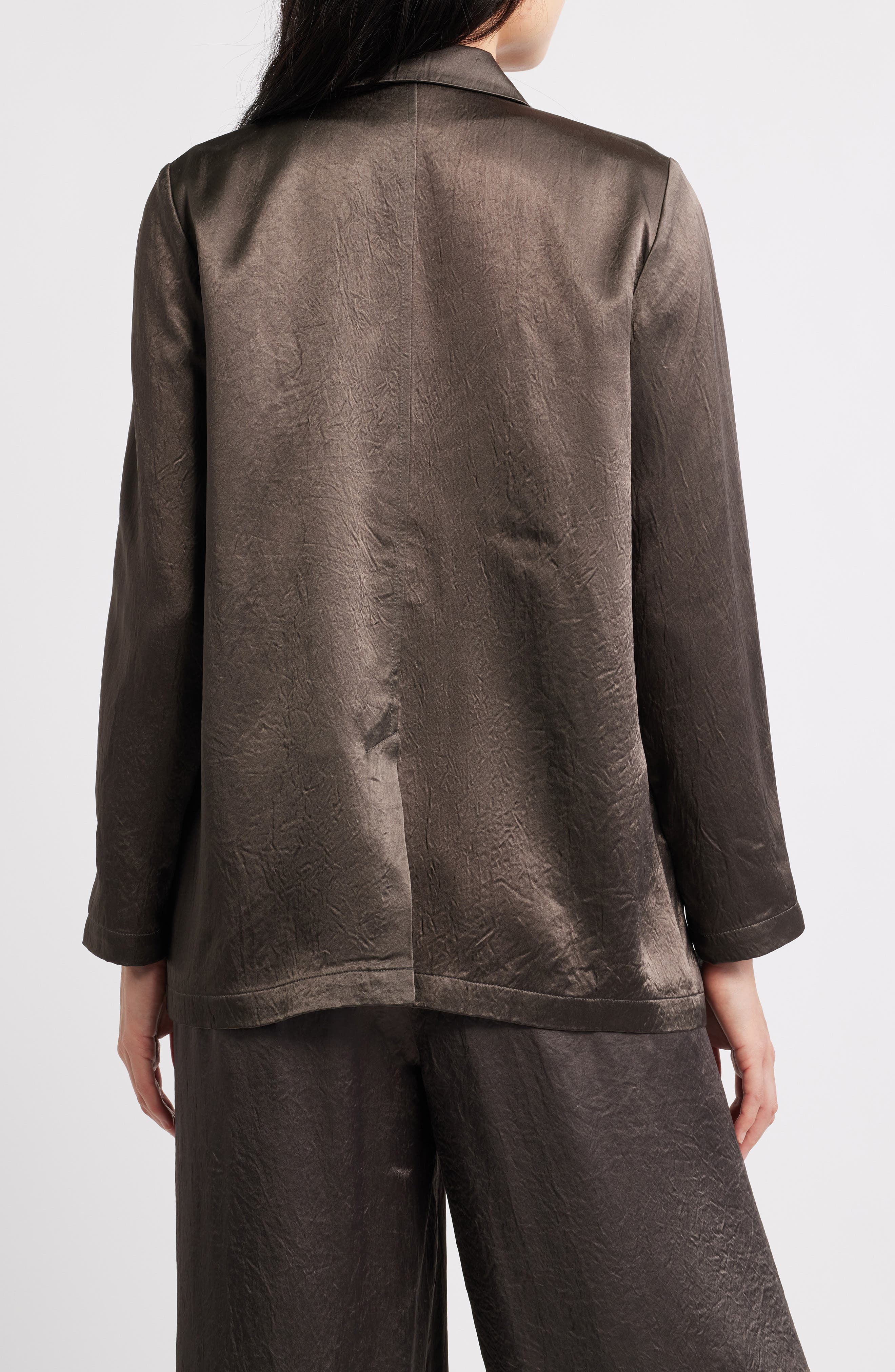 Eileen Fisher Crinkled Satin Blazer