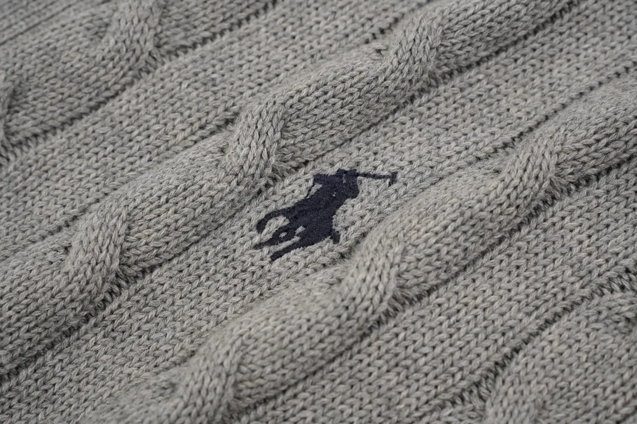 Ralph Lauren Grey Pony Embroidered Cable Knit Shirt product photo from LabelPicks