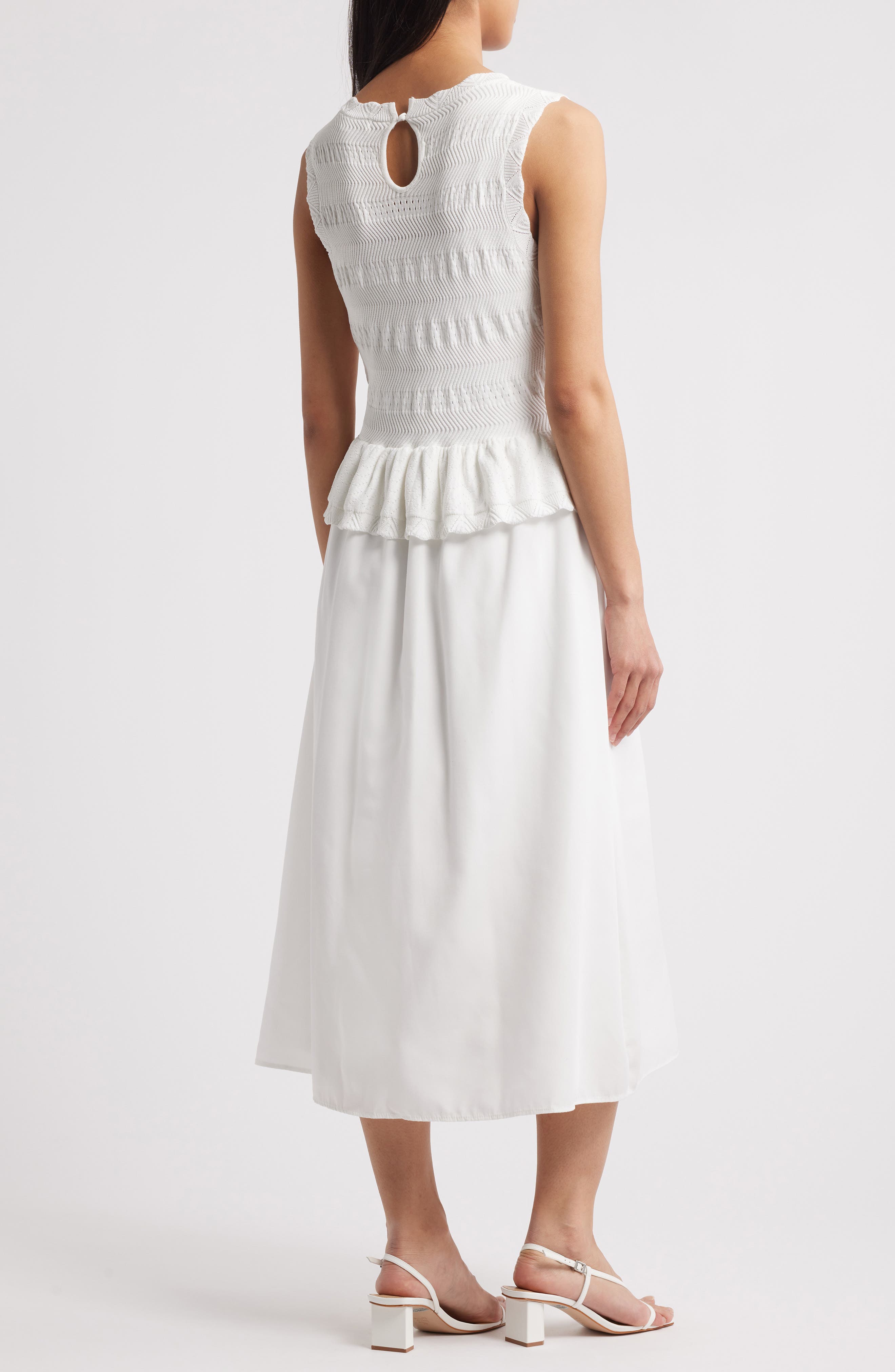 Julia Jordan Mixed Media Stretch Cotton Midi Dress