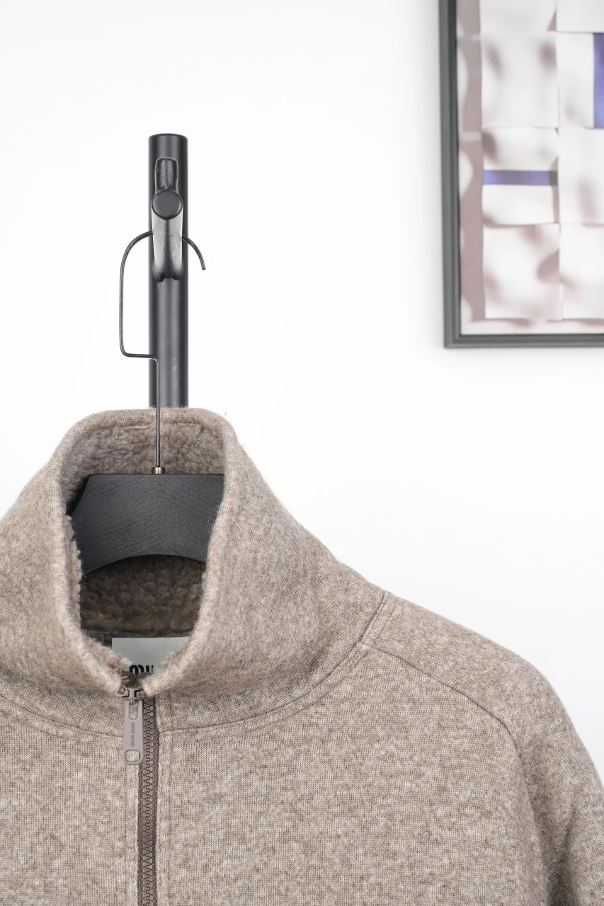 Miu Miu Maillard Brown Logo Sherpa Jacket product photo from LabelPicks