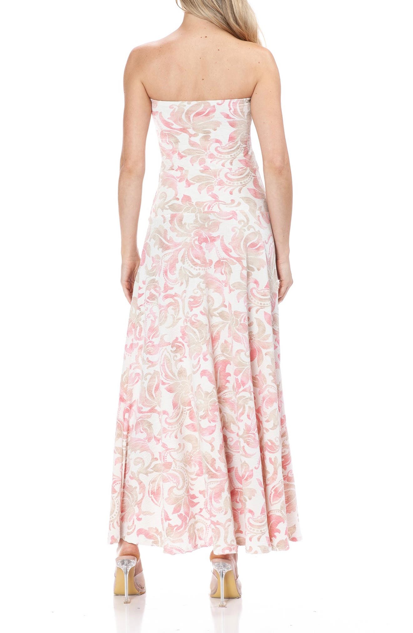 O.L. Printed Strapless Maxi Dress