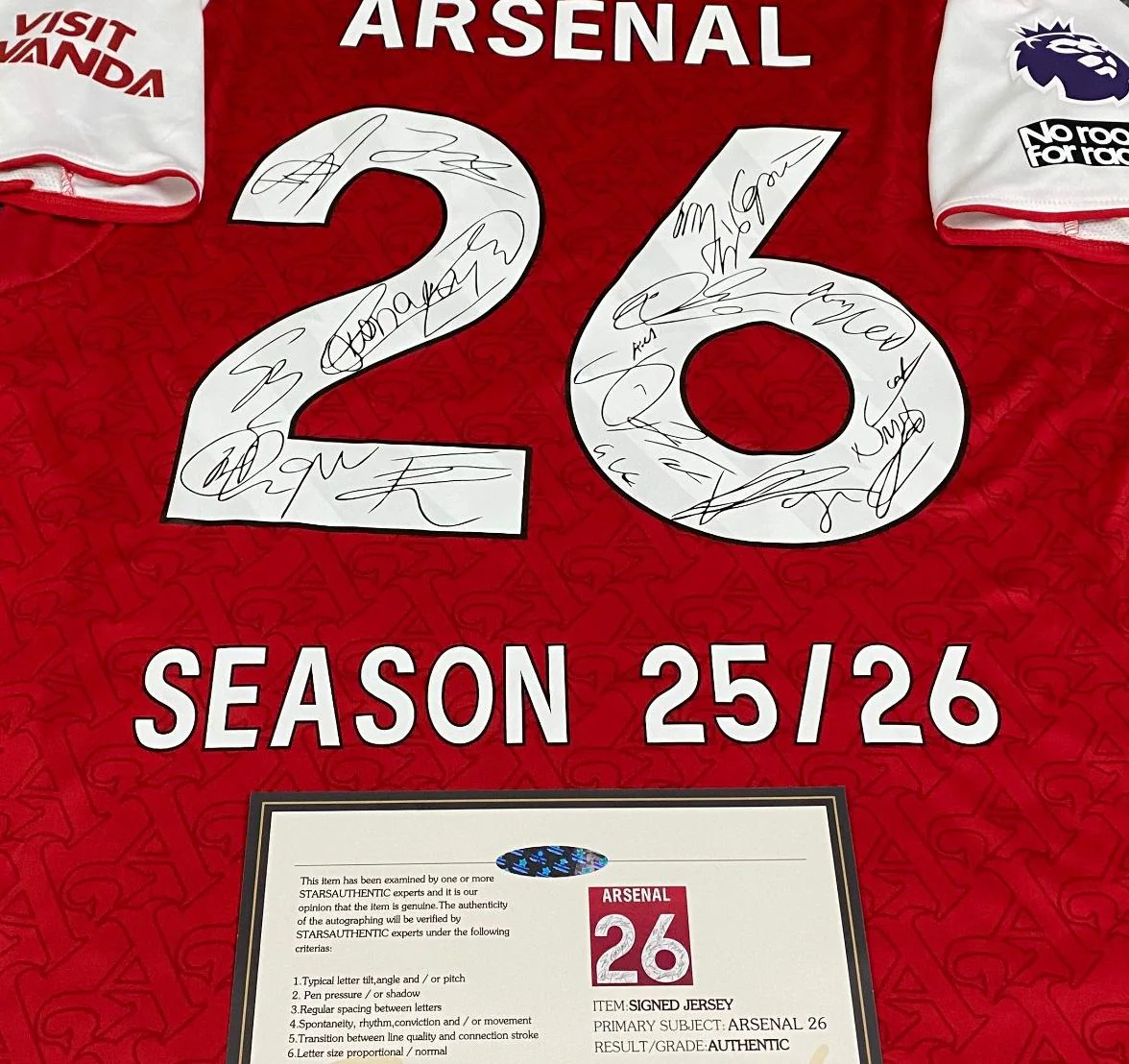 Arsenal FULL 2025 SIGNED Team Squad Signature Jersey/Shirt + COA 25/26