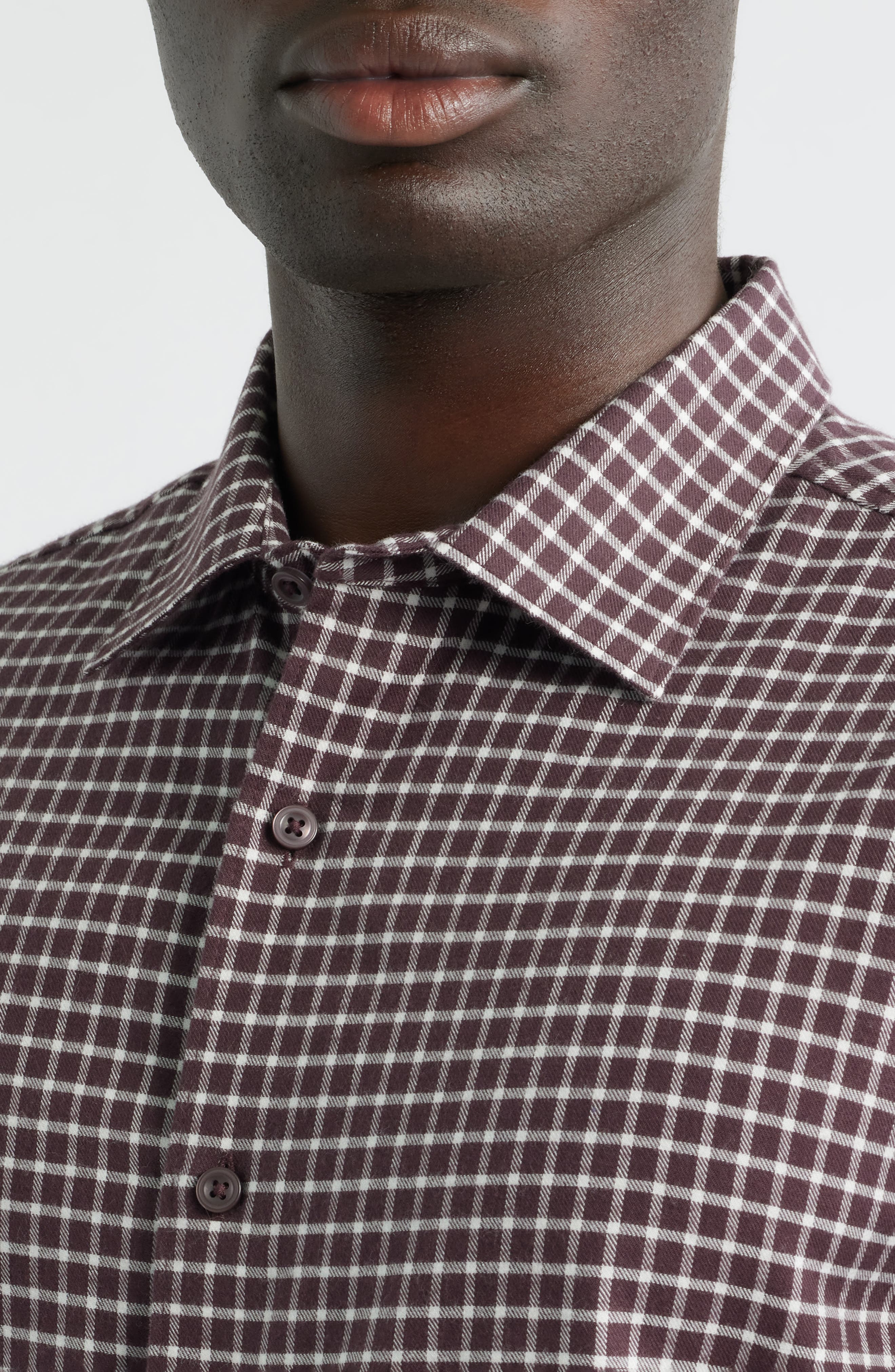 Nordstrom Check Cotton & Cashmere Button-Up Shirt