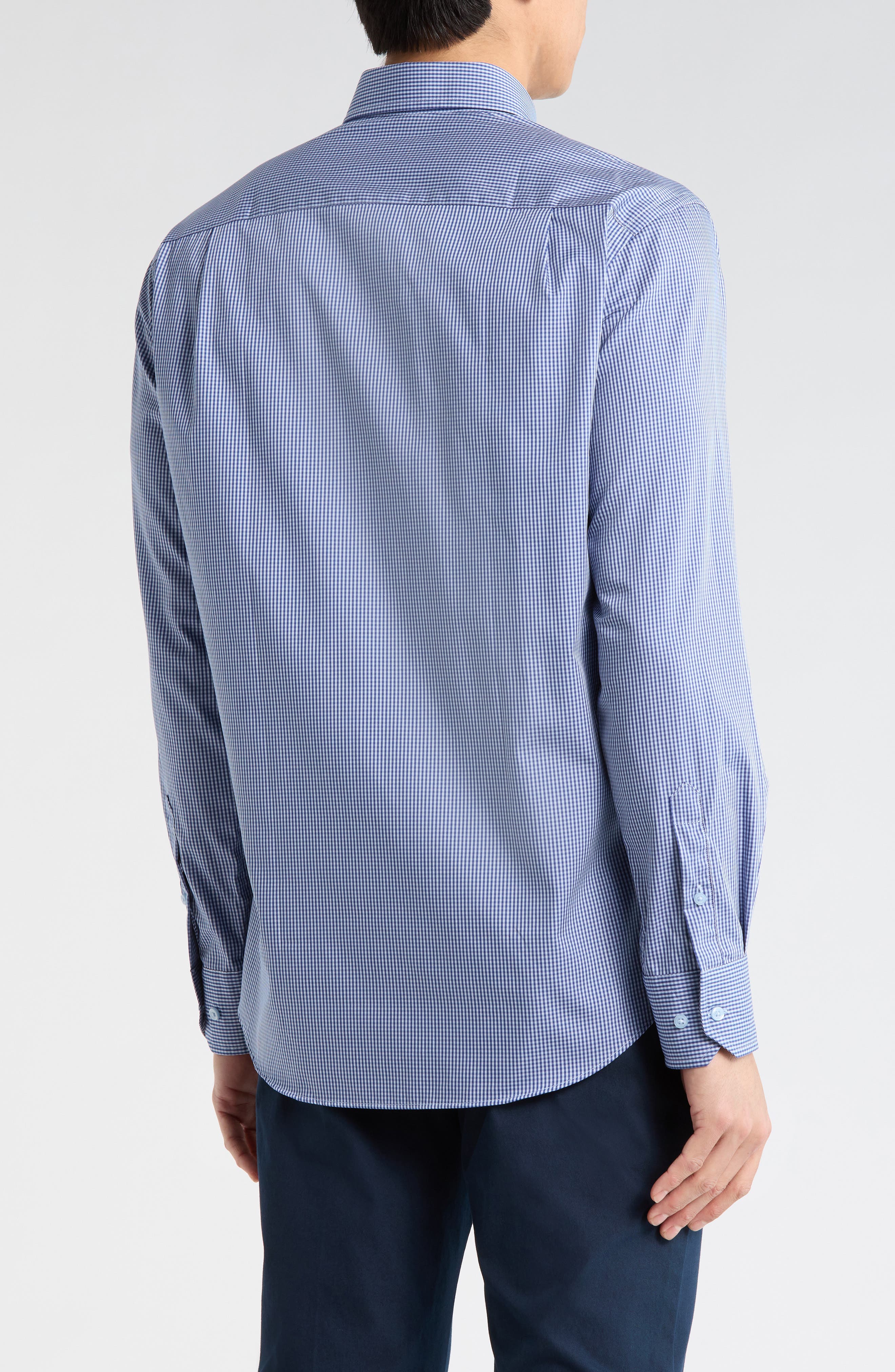 David Donahue Twill Micro Check Sport Shirt