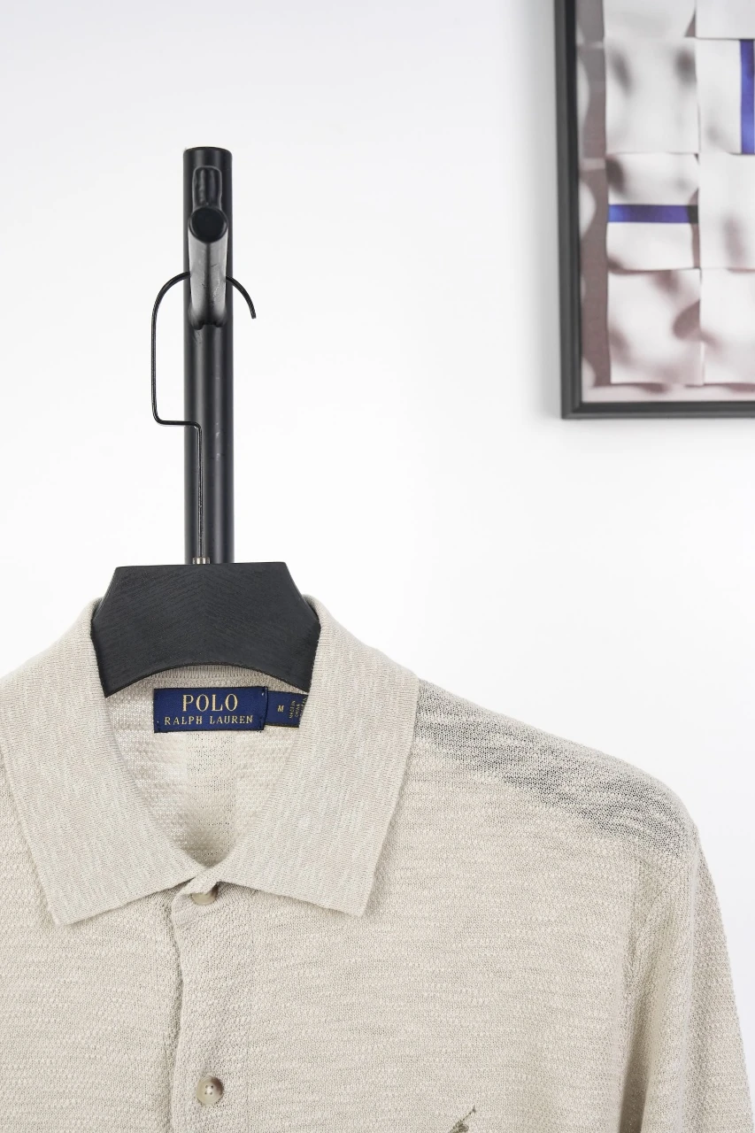 Ralph Lauren Off White Linen Single Breasted Long Sleeve Cardigan Shirt product photo from LabelPicks