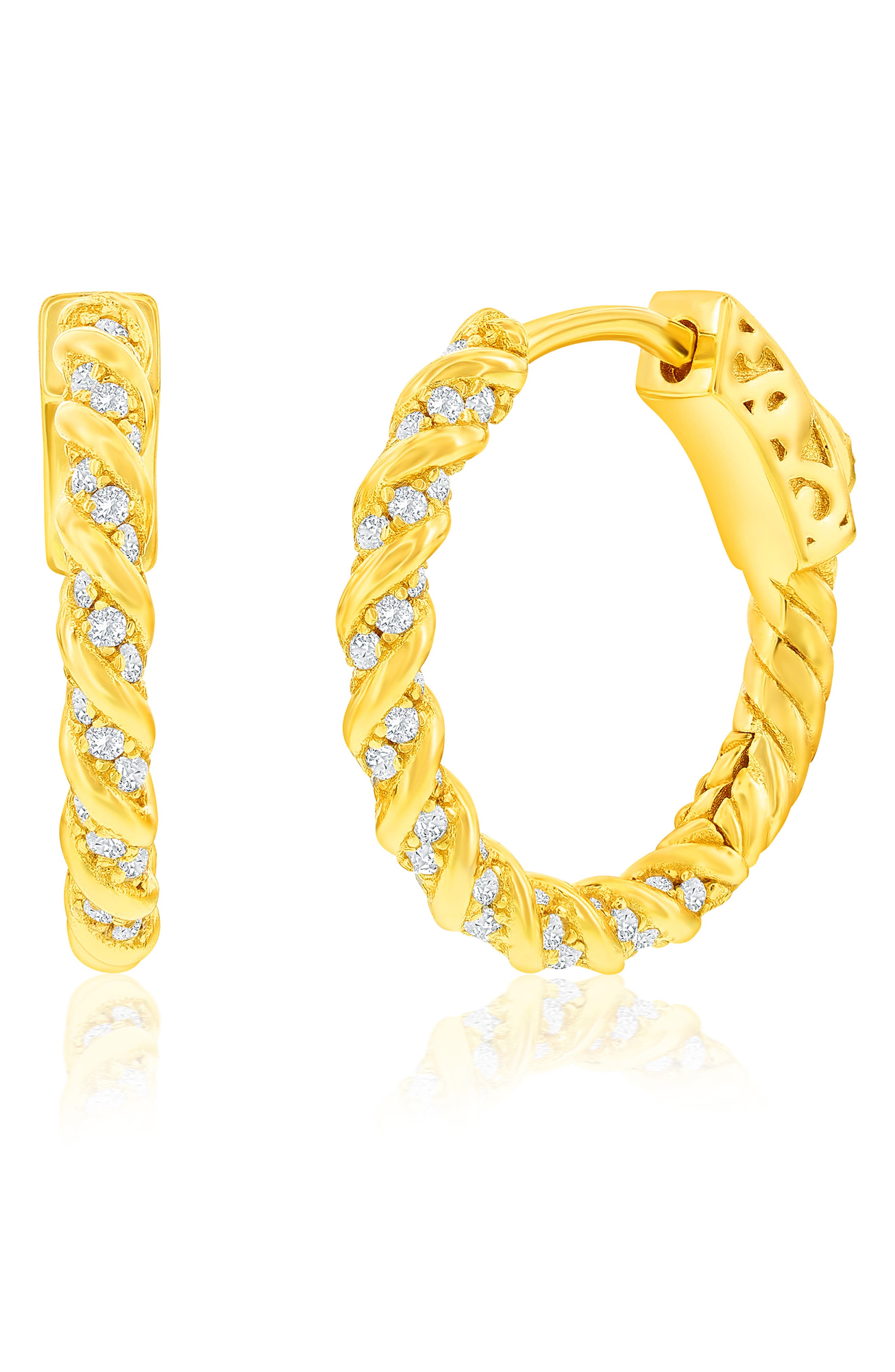 SIMONA Cubic Zirconia Rope Huggie Hoop Earrings