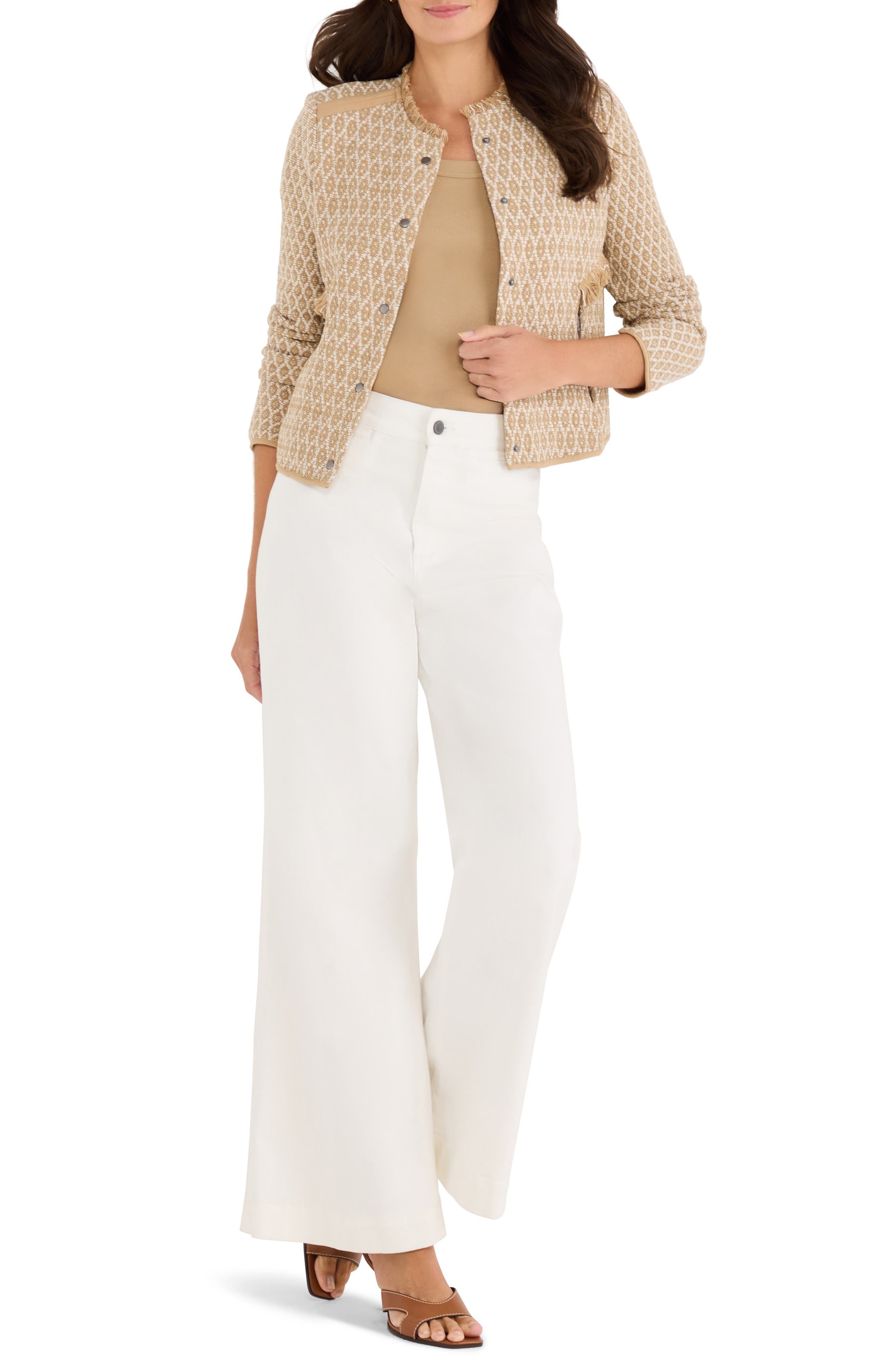 NIC+ZOE Brocade Jacquard Fringe Jacket