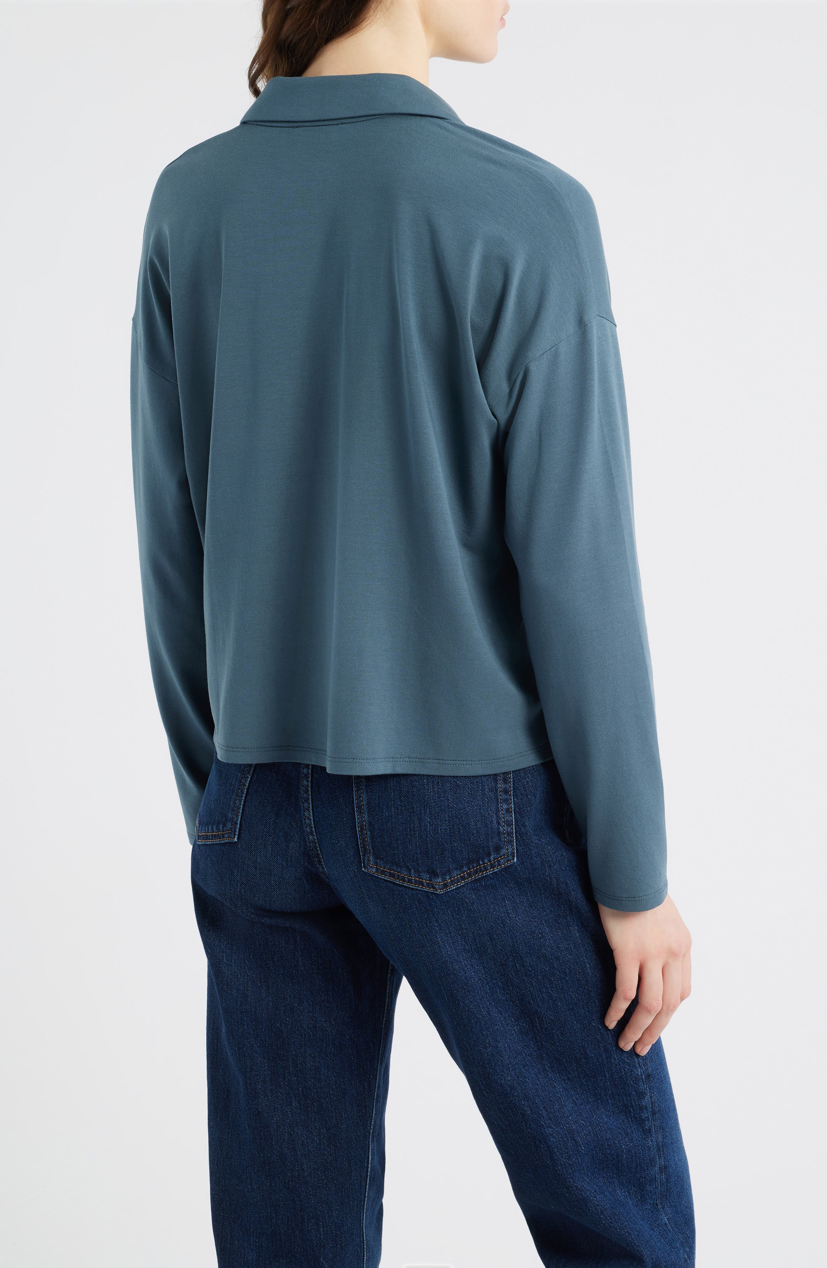 Eileen Fisher Boxy Henley Jersey Top