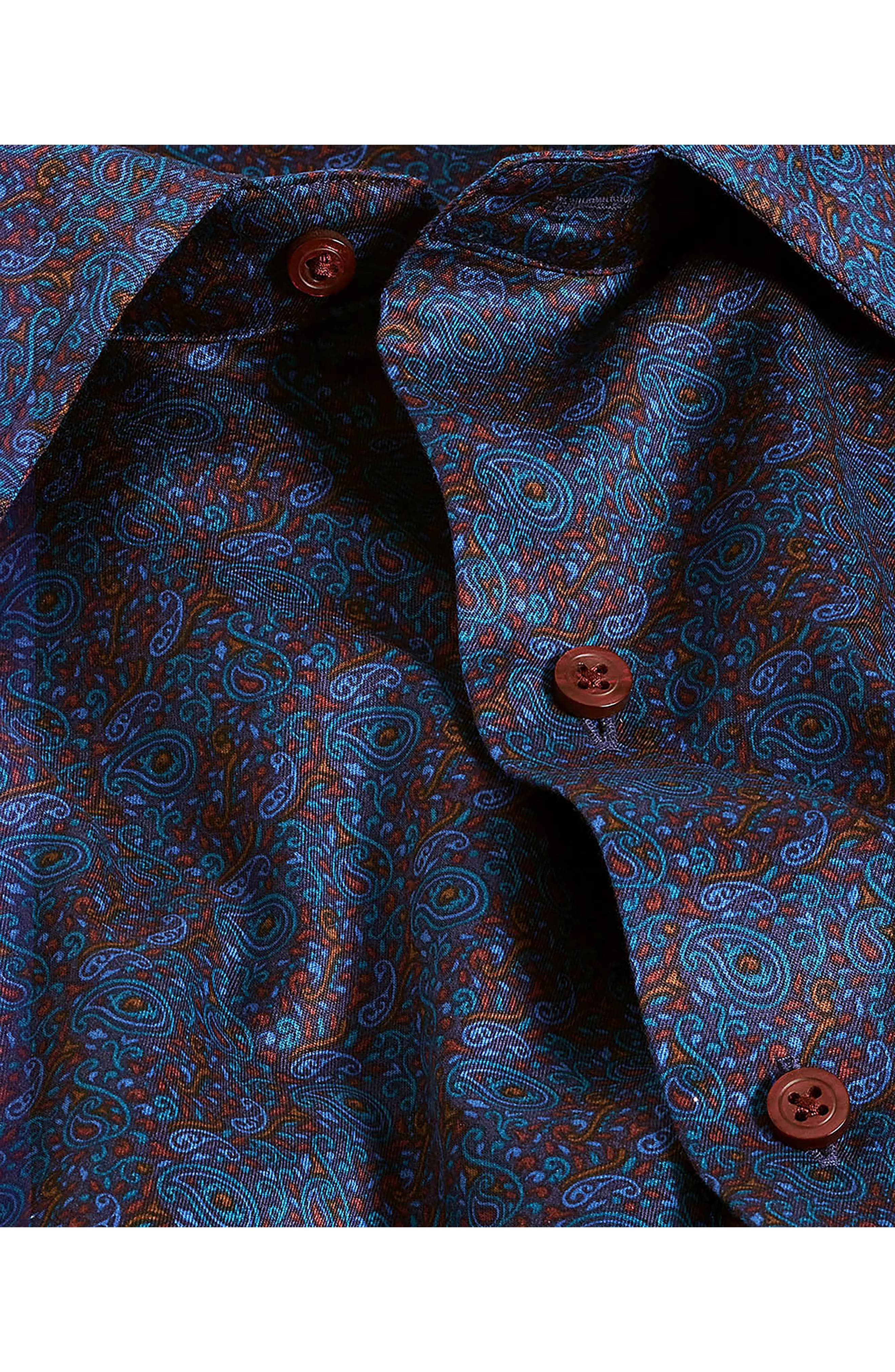 David Donahue Paisley Print Cotton Sport Shirt