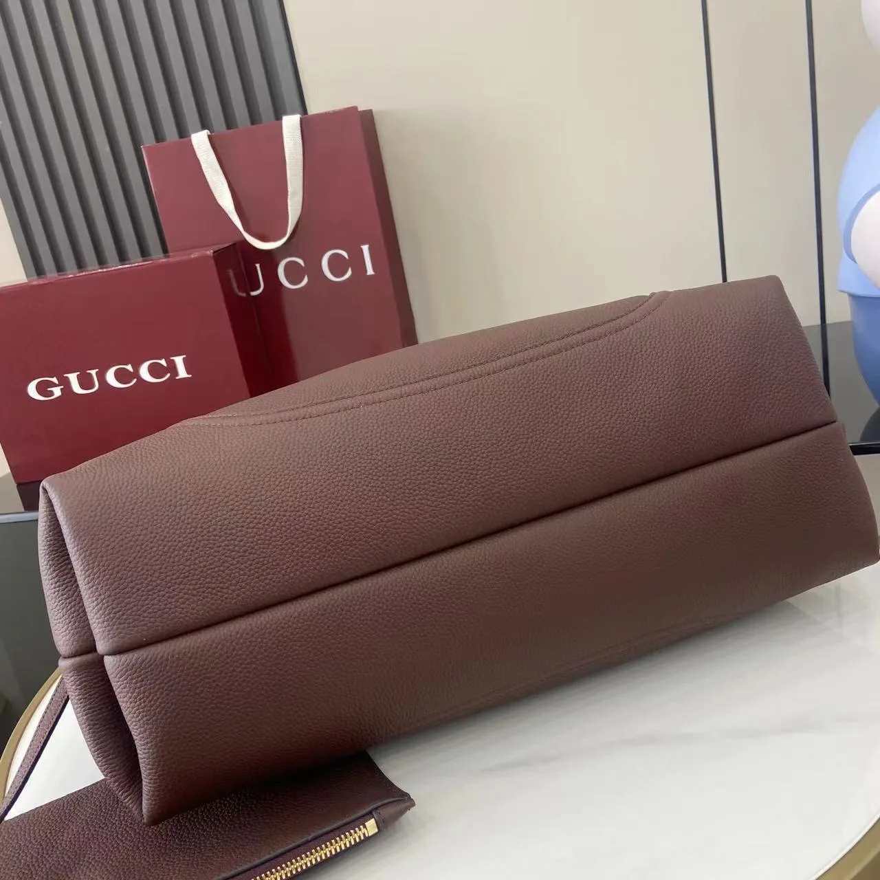 Gucci Brown Grained Leather Shoulder Bag product photo from LabelPicks
