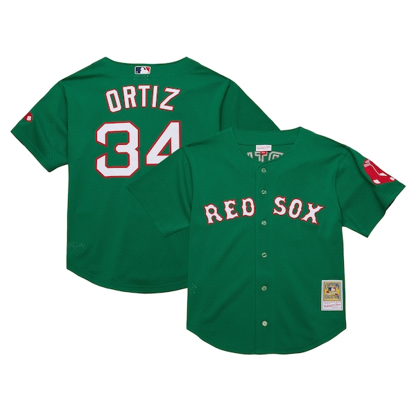 David Ortiz Boston Red Sox Youth Cooperstown Collection Mesh Batting Practice Jersey - Green