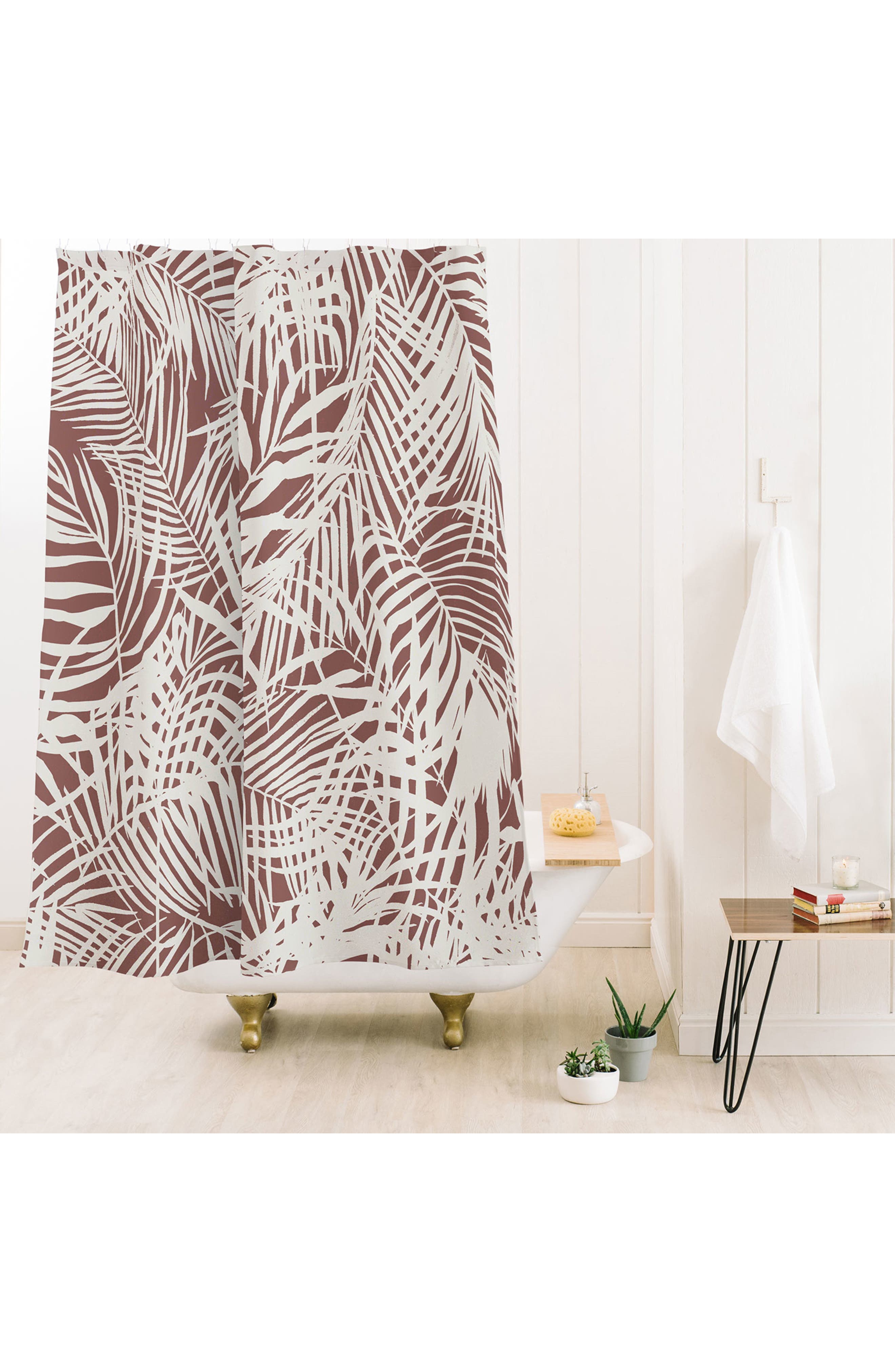 Deny Designs Palm Leaf Mono Shower Curtain