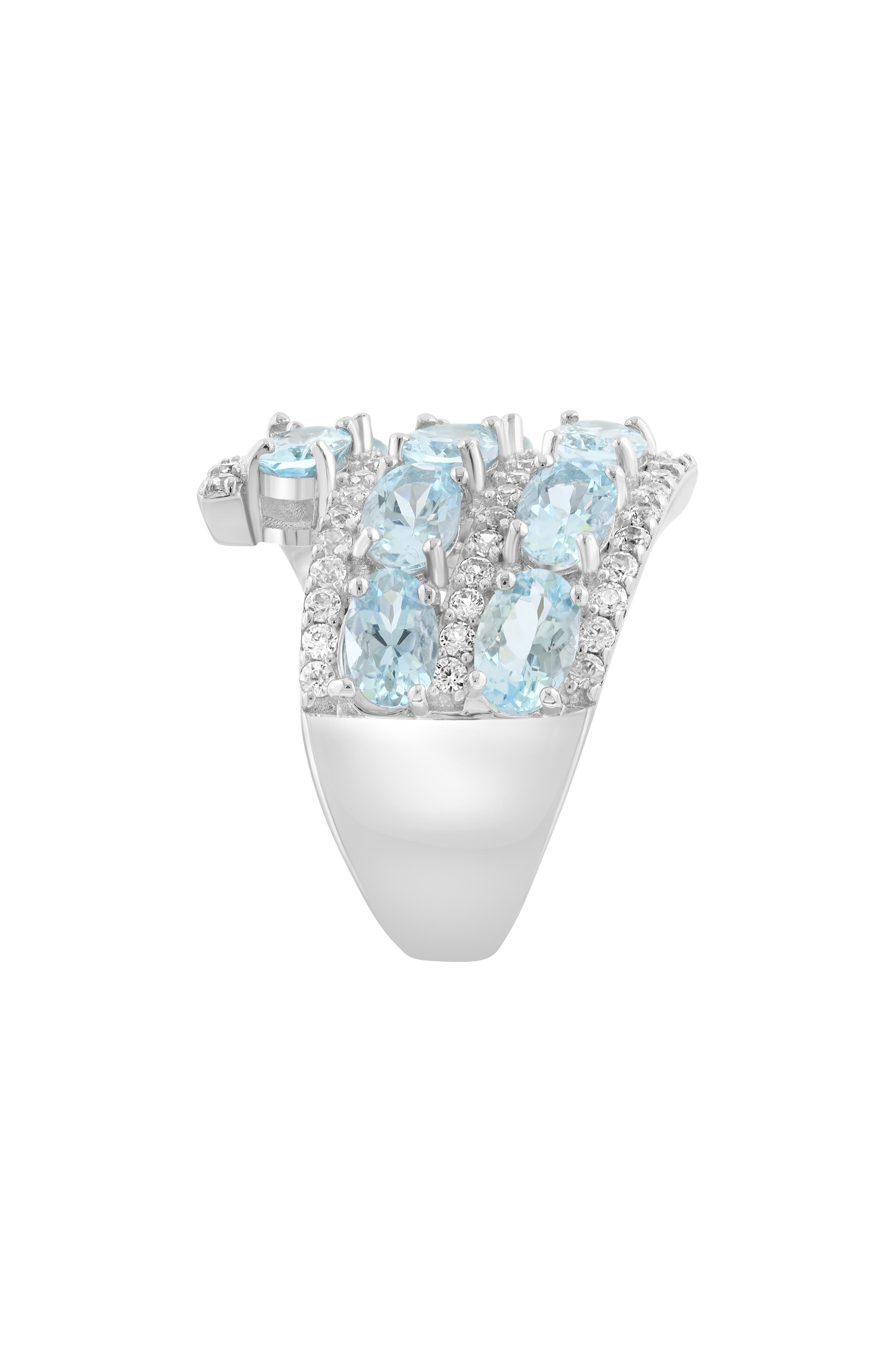 EFFY Sterling Silver Aquamarine & Diamond Ring
