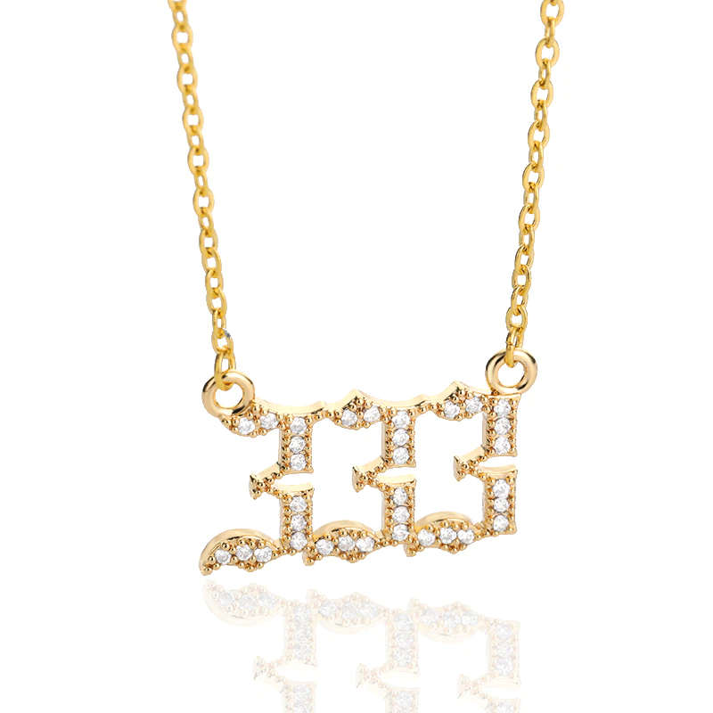 111-999 Angel Number Necklace with Bling Zirconia