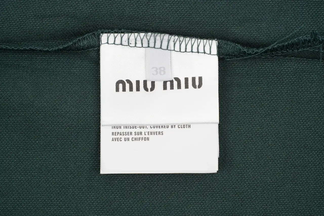 Miu Miu Dark Green Small Logo Embroidered Long Sleeve Polo Shirt product photo from LabelPicks