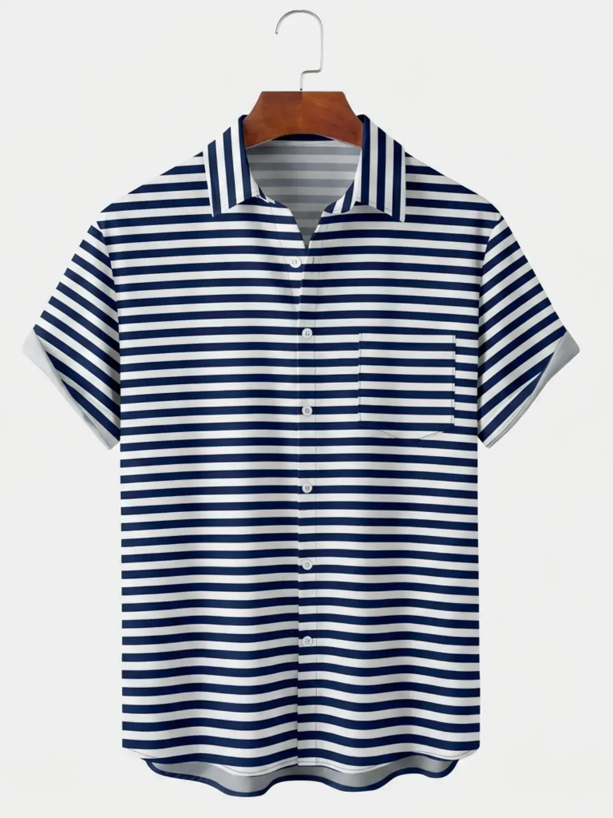 Men's printed shirts Nautical Horizontal Stripe Hawaiian Shirt