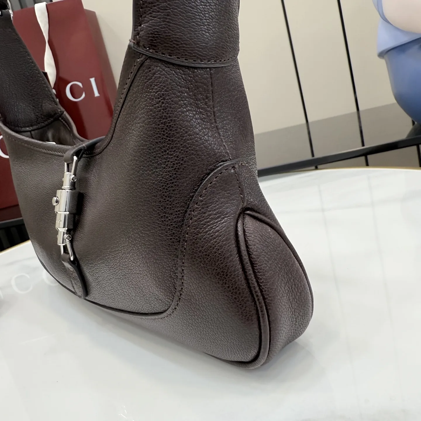 Gucci Jackie Brown Grained Leather Shoulder Bag product photo from LabelPicks
