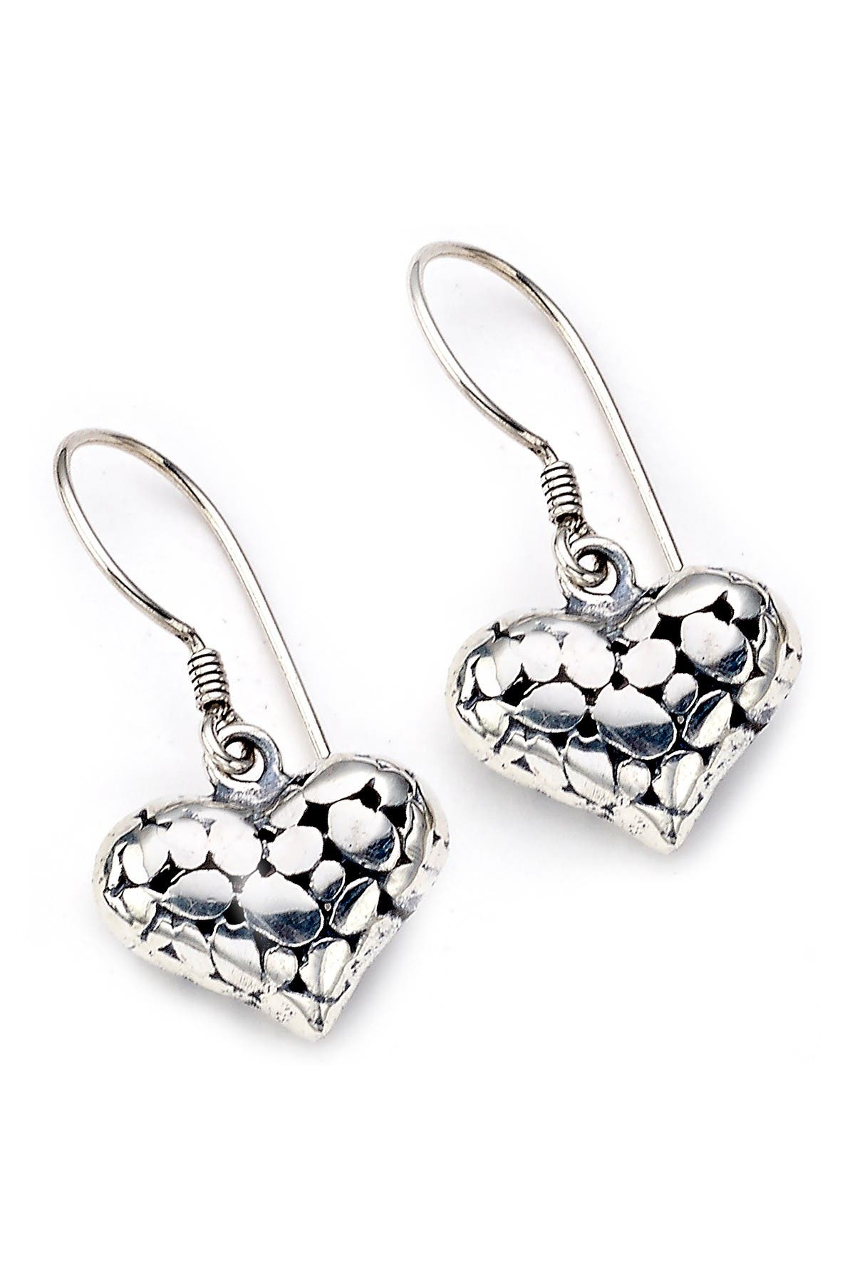 SAMUEL B. Sterling Silver Dot Heart Shaped Drop Earrings