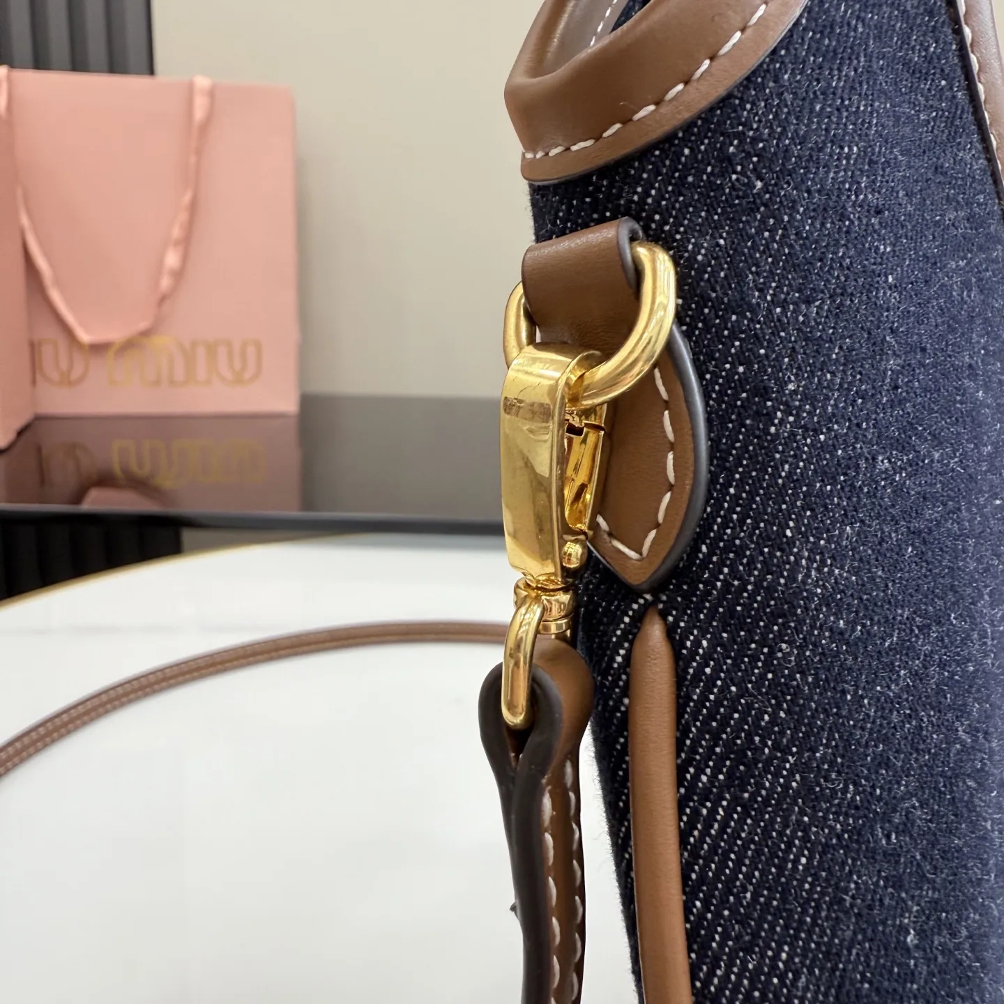 Miu Miu Brown Denim Tote Bag product photo from LabelPicks