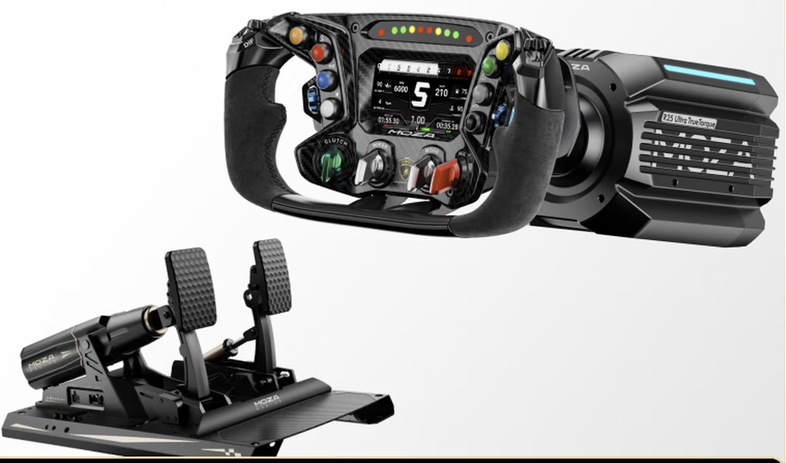 MOZA R25 Ultra Lamborghini ESSENZA SCV12 and Pedal Steering Wheel Gaming Controller Simulator and Throttle Pedal - GreshamTech