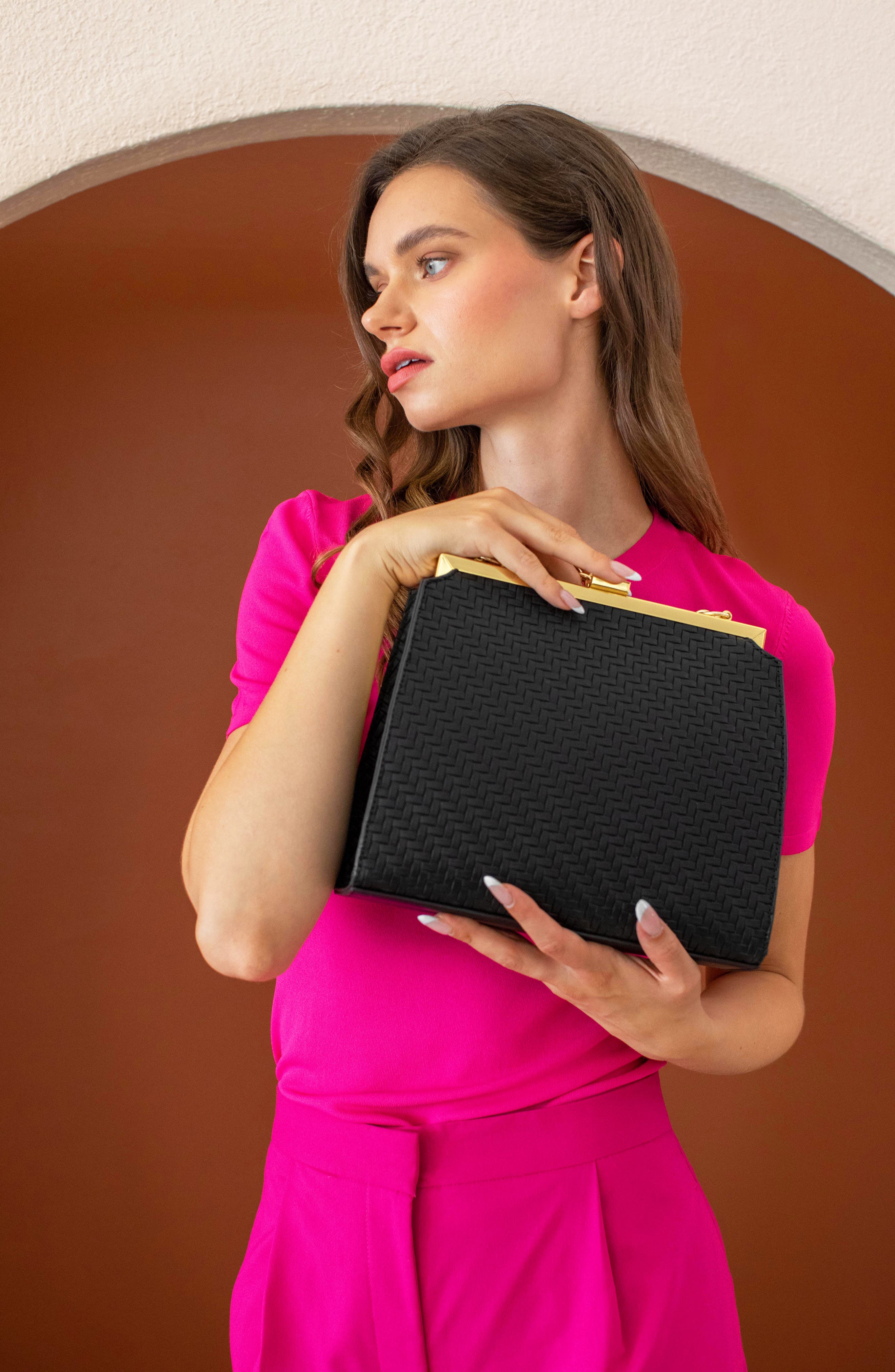 AOTA Nicky Herringbone Convertible Shoulder Bag