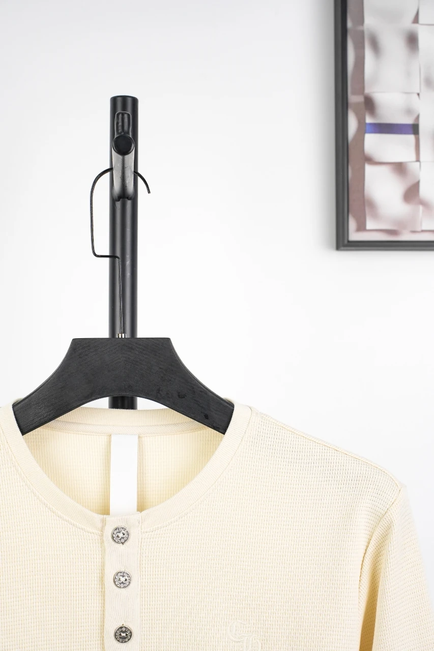 Chrome Hearts Cream Embroidered Silver Button Waffle Henley Long Sleeve product photo from LabelPicks