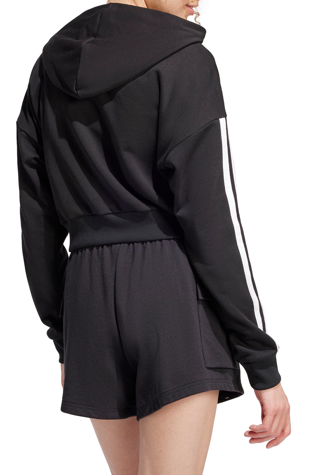 adidas 3-Stripes French Terry Crop Hoodie