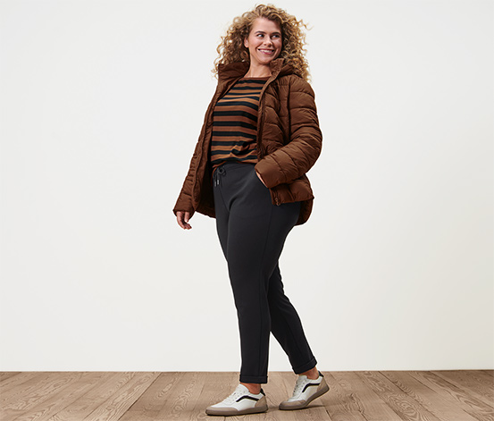 Steppjacke mit Kapuze, cognac