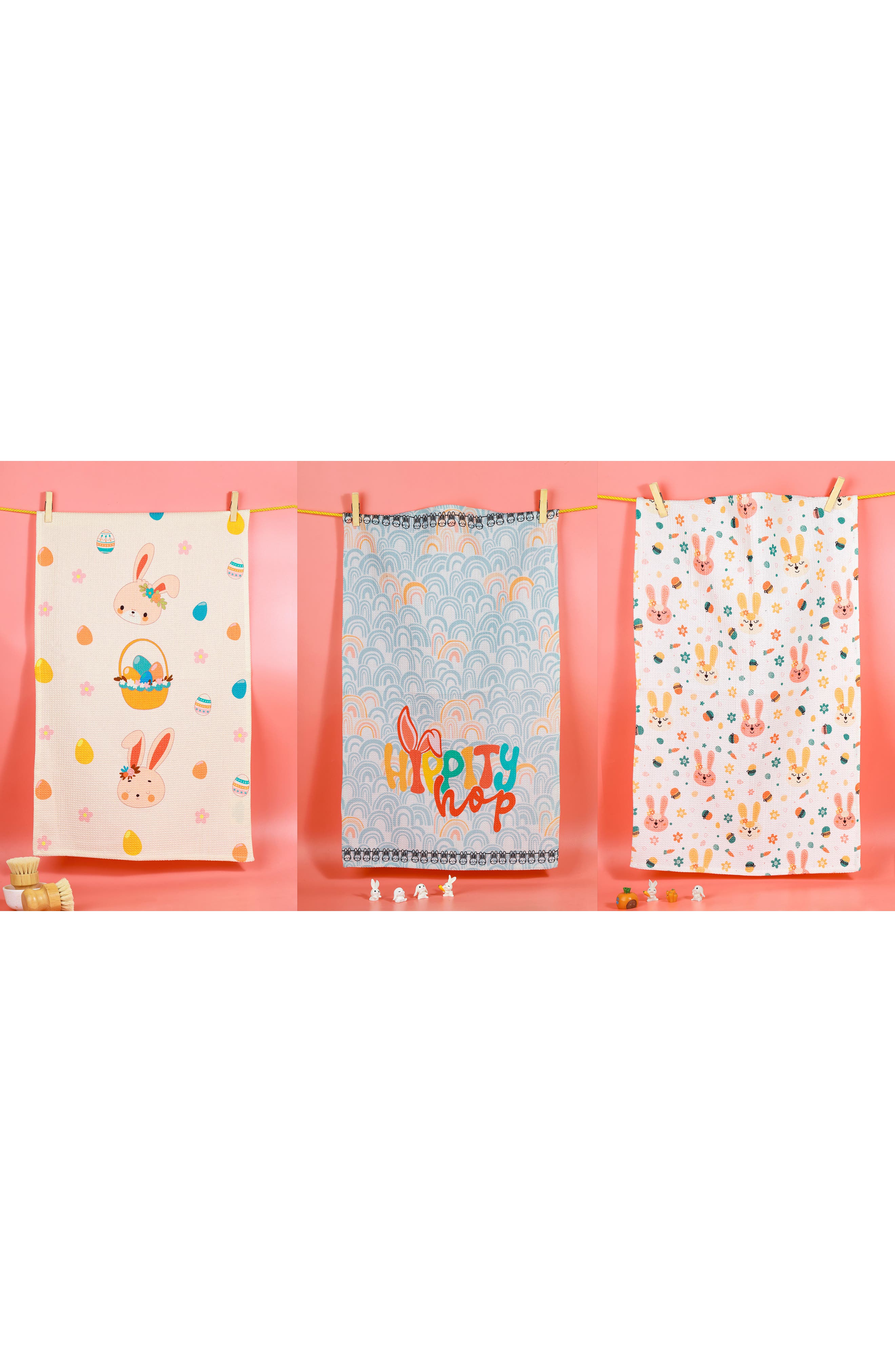 Tiramisu Hip Hop Easter Set of 3 Cotton Kitchen Towels
