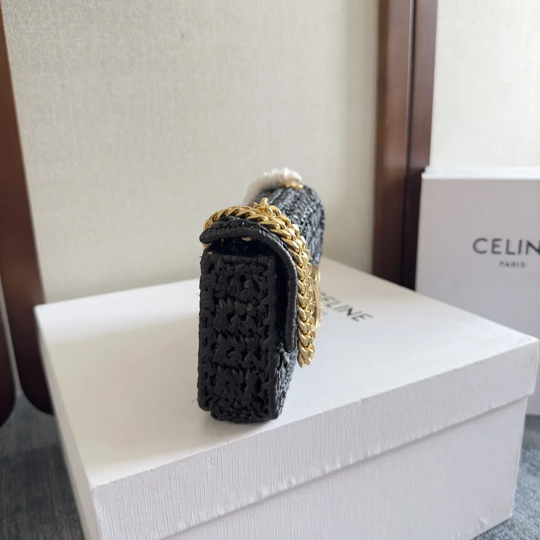 Celine Straw Woven Triomphe Shoulder Bag product photo from LabelPicks