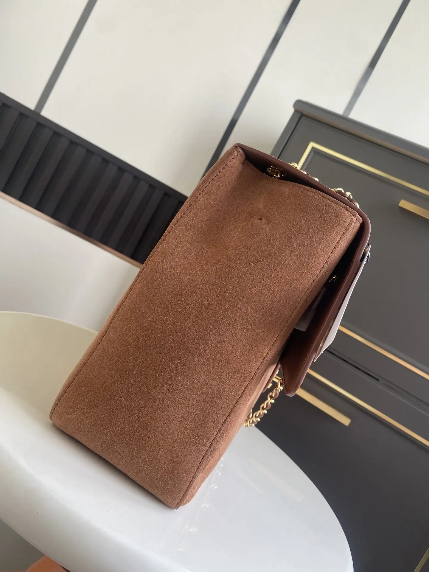 Chanel Classic Flap Beige Suede Leather Shoulder Bag product photo from LabelPicks
