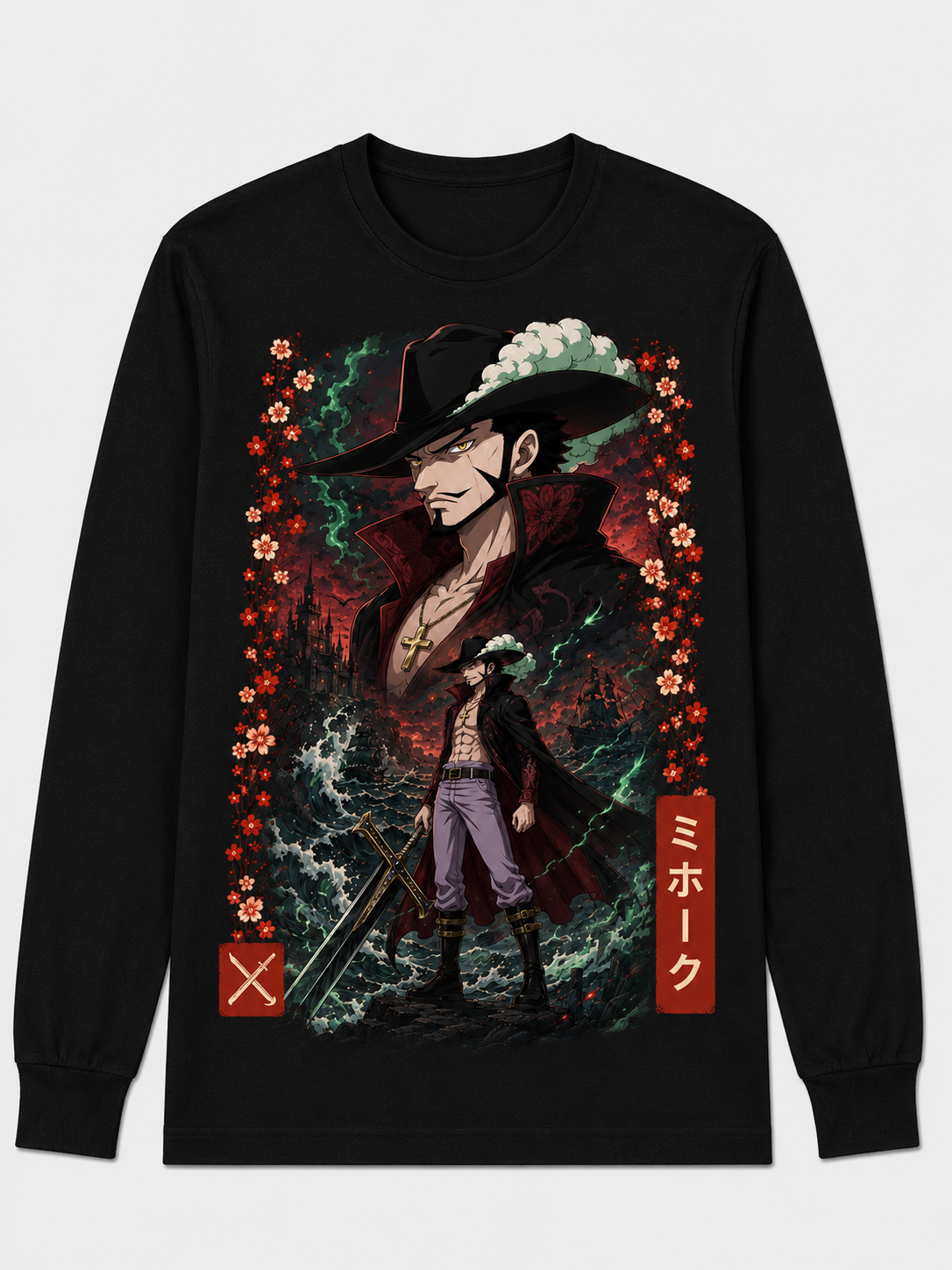 Remera Anime Dracule Mihawk One Piece Manga Corta