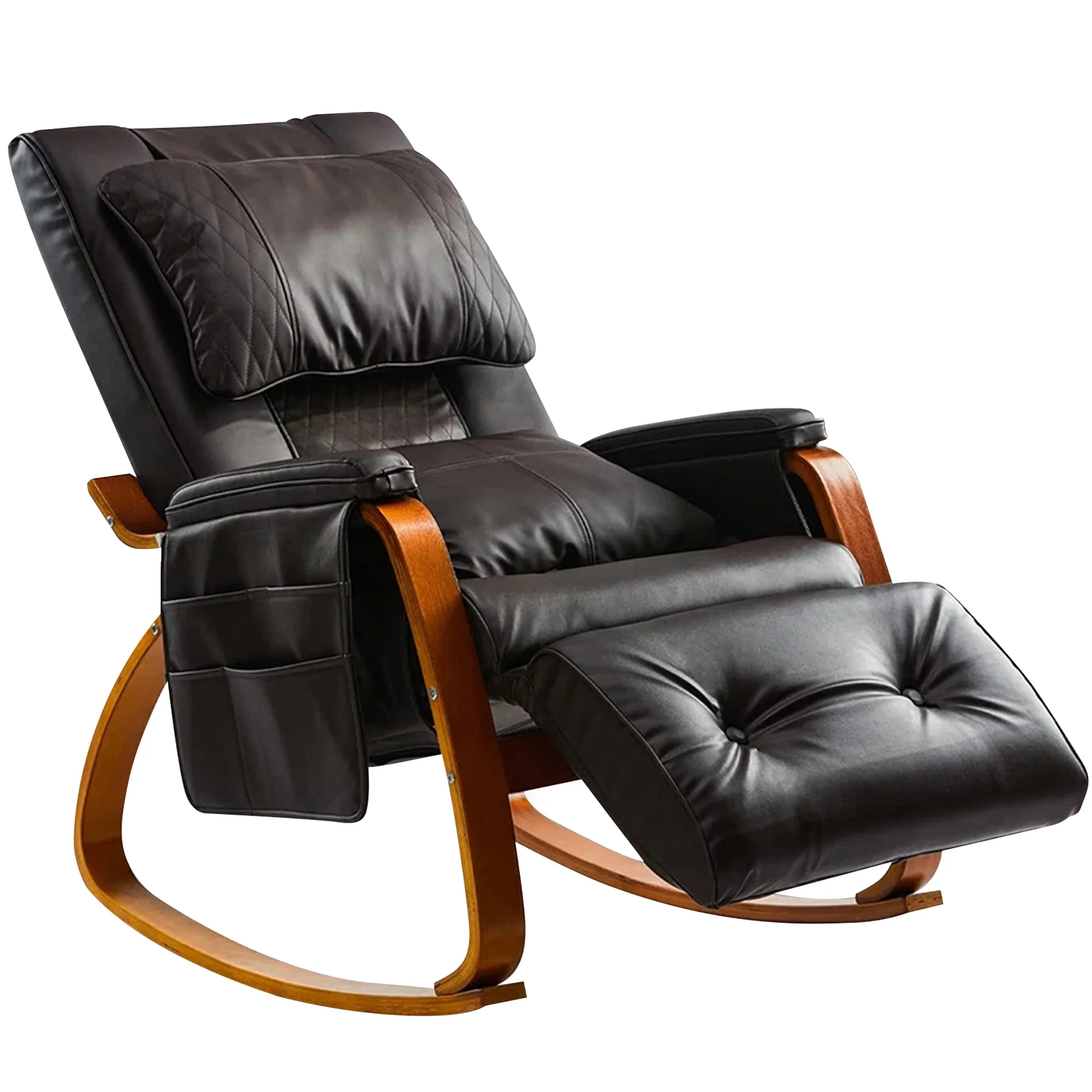 Heated Massage Rocking Chair - PU Leather Recliner with Vibration