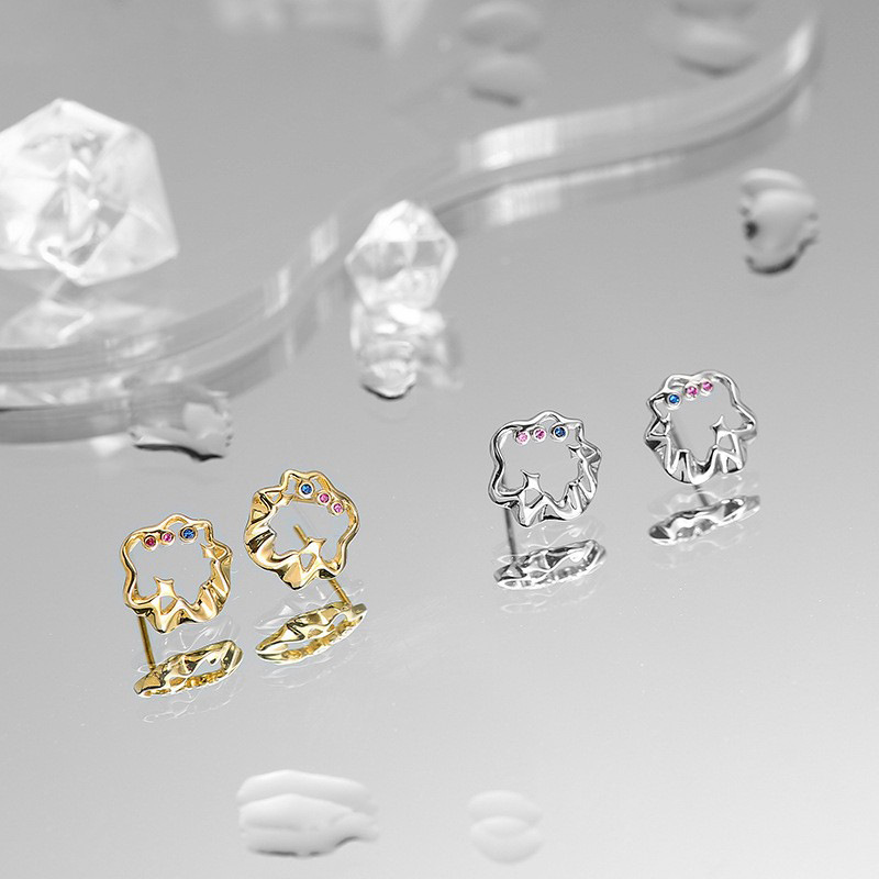 Original star earrings for women, sterling silver, unique sweet and cool style, Korean version, irregular shaped earrings