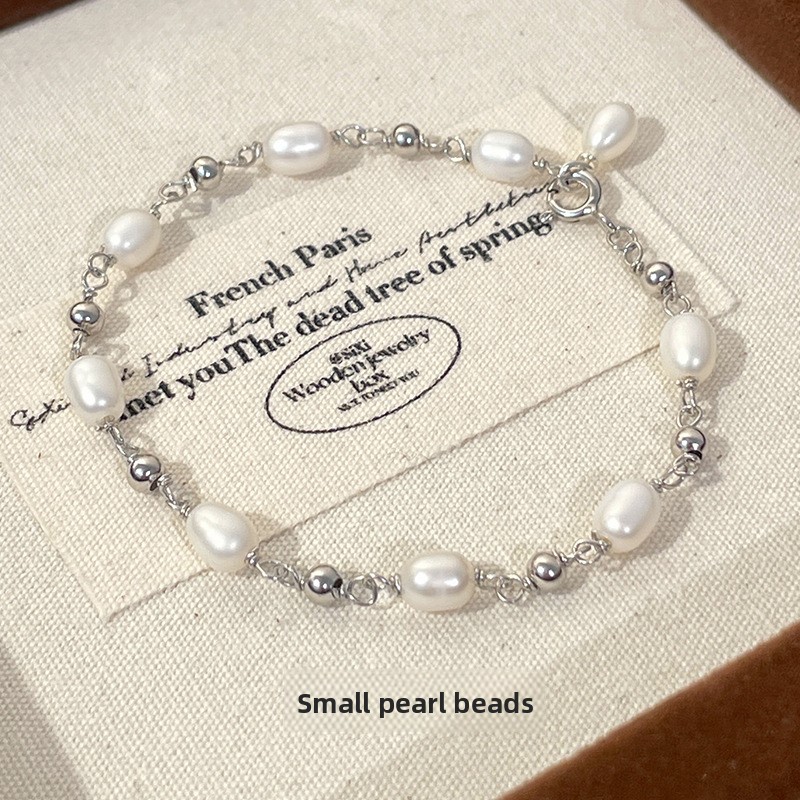 Korean-style small pearl bracelet for women, made of pure silver, fashionable, niche, with a high-end feel, suitable for everyday wear, and versatile, in an Instagram-inspired style