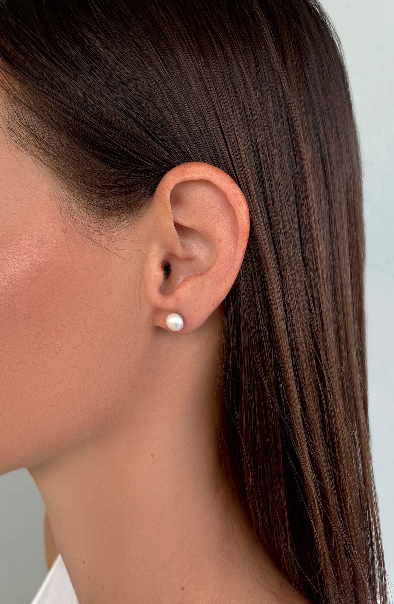 Adornia Set of 2 Freshwater Pearl & Round Stud Earrings
