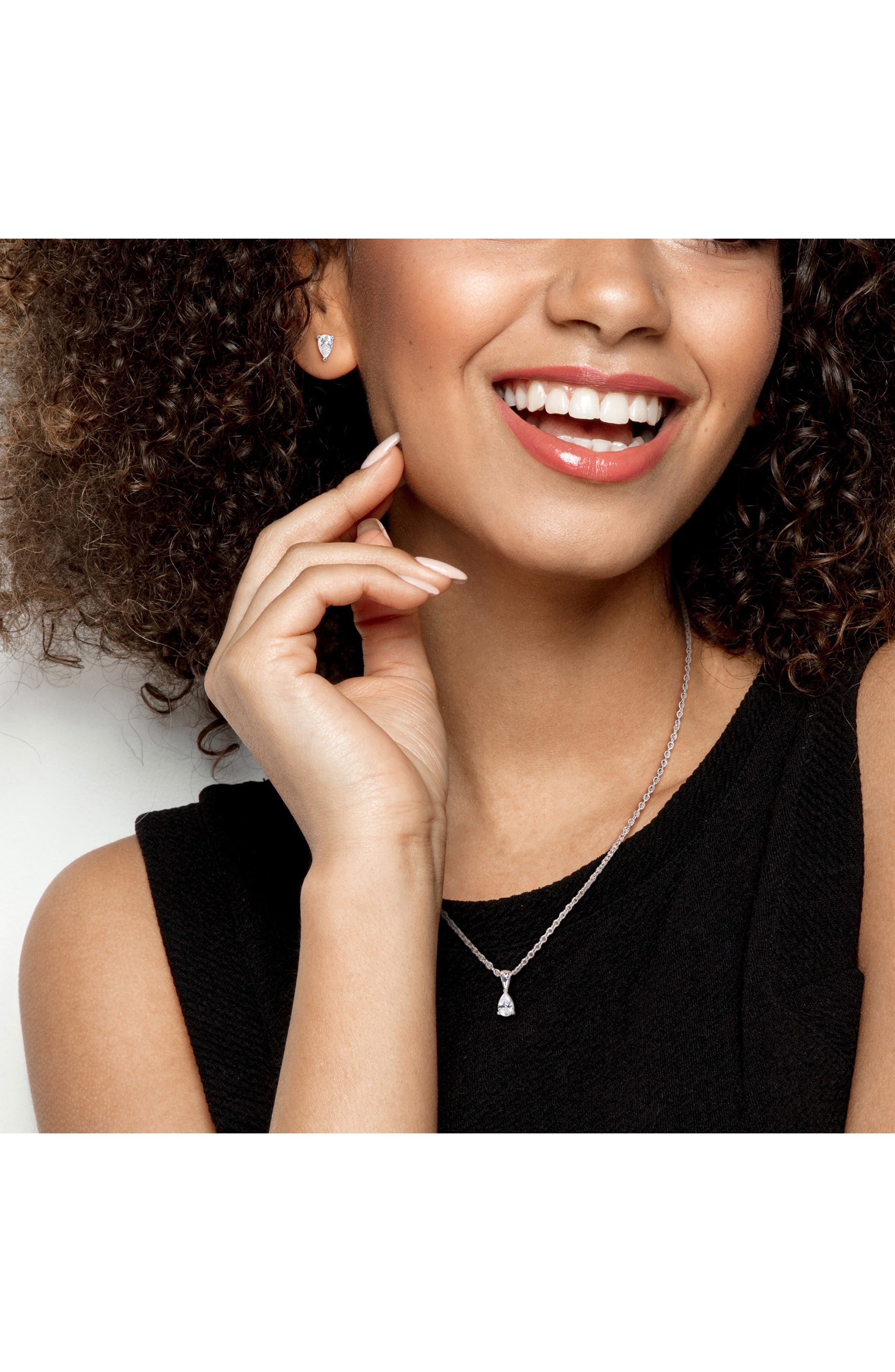 DELMAR Pear-Cut Cubic Zirconia Stud Earrings & Necklace Set