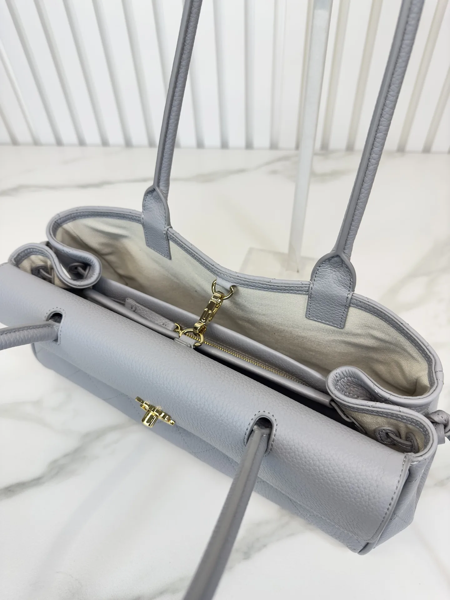 Chanel Grey Grained Leather Top Handle Bag product photo from LabelPicks