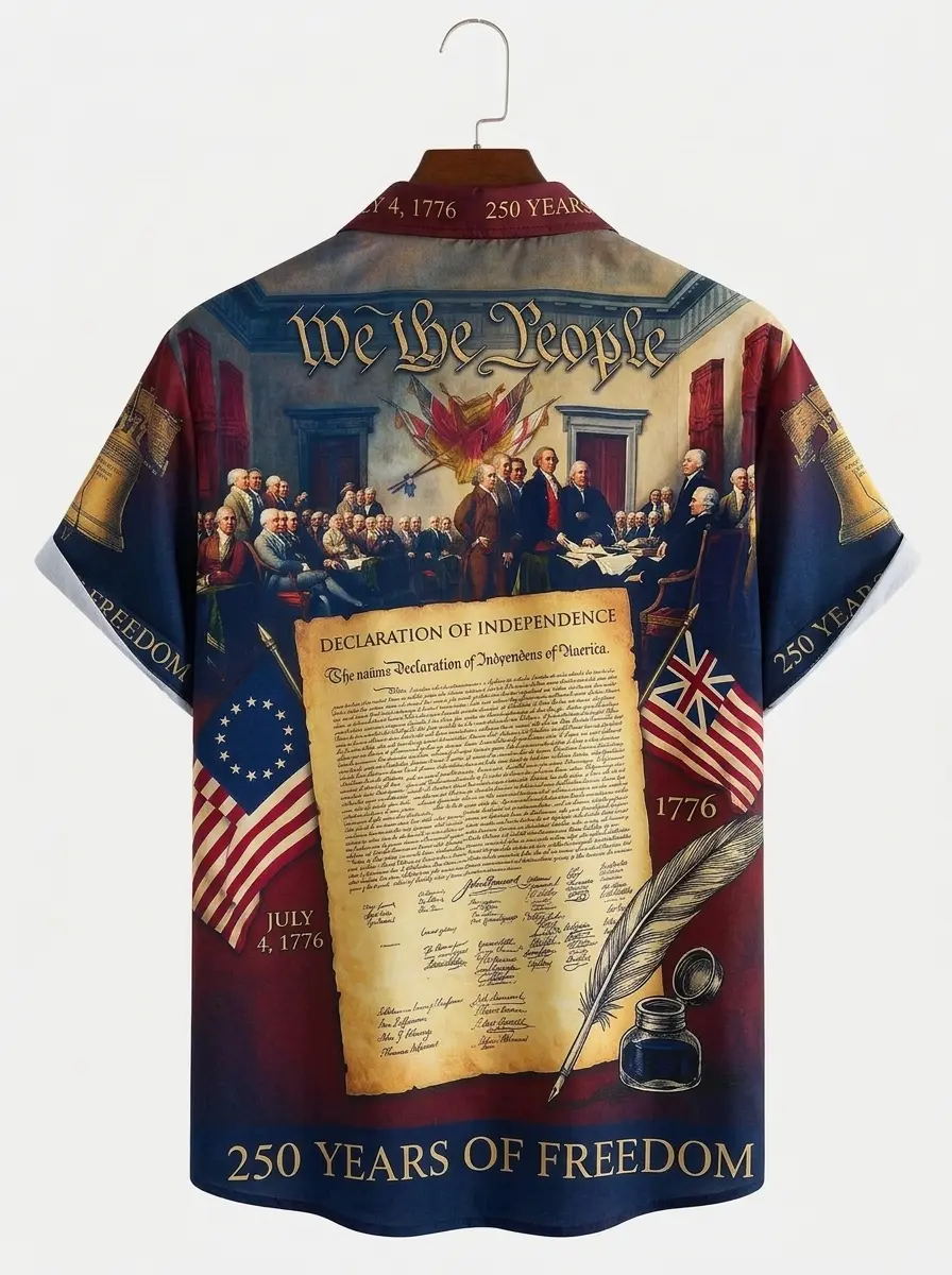 Men's printed shirts, Declaration of Independence 1776 USA 250 Hawaiian Shirt
