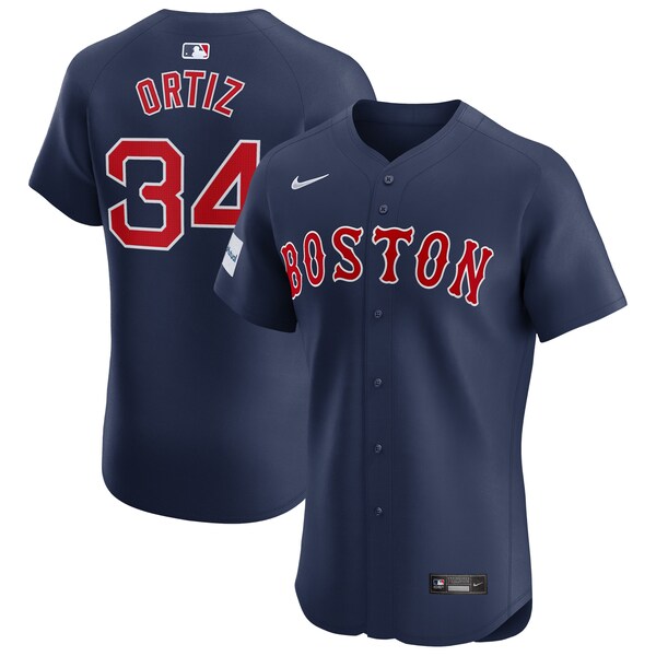David Ortiz Boston Red Sox Nike Alternate Elite Sponsor Patch Player Jersey - Navy