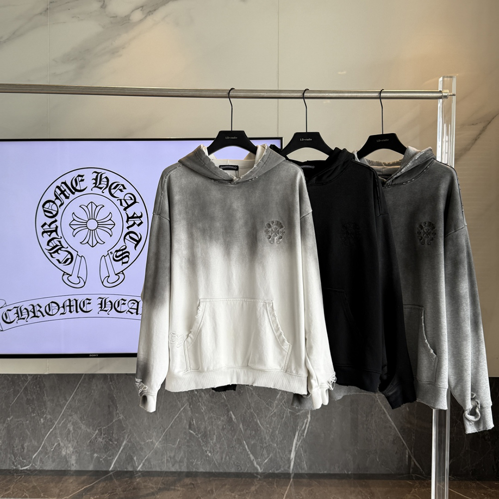Cross Applique Embroidery Print Long Sleeve Hoodies