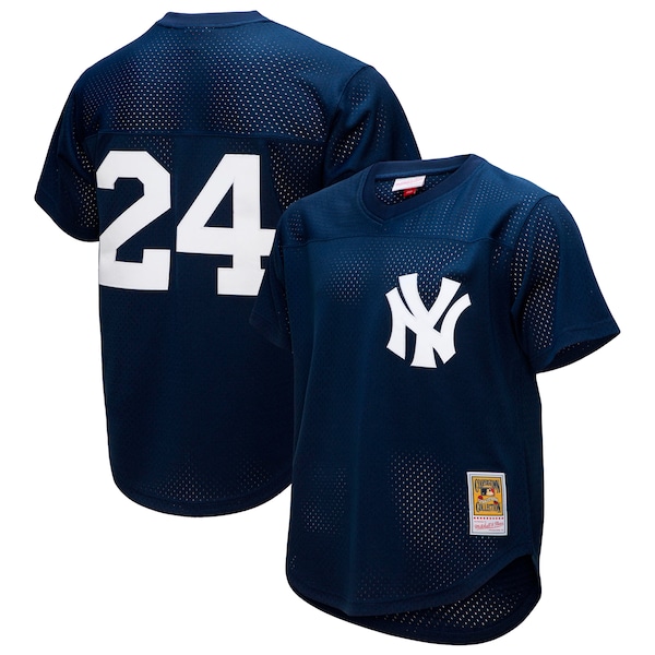 Rickey Henderson New York Yankees Cooperstown Collection Mesh Batting Practice Button-Up Jersey - Navy