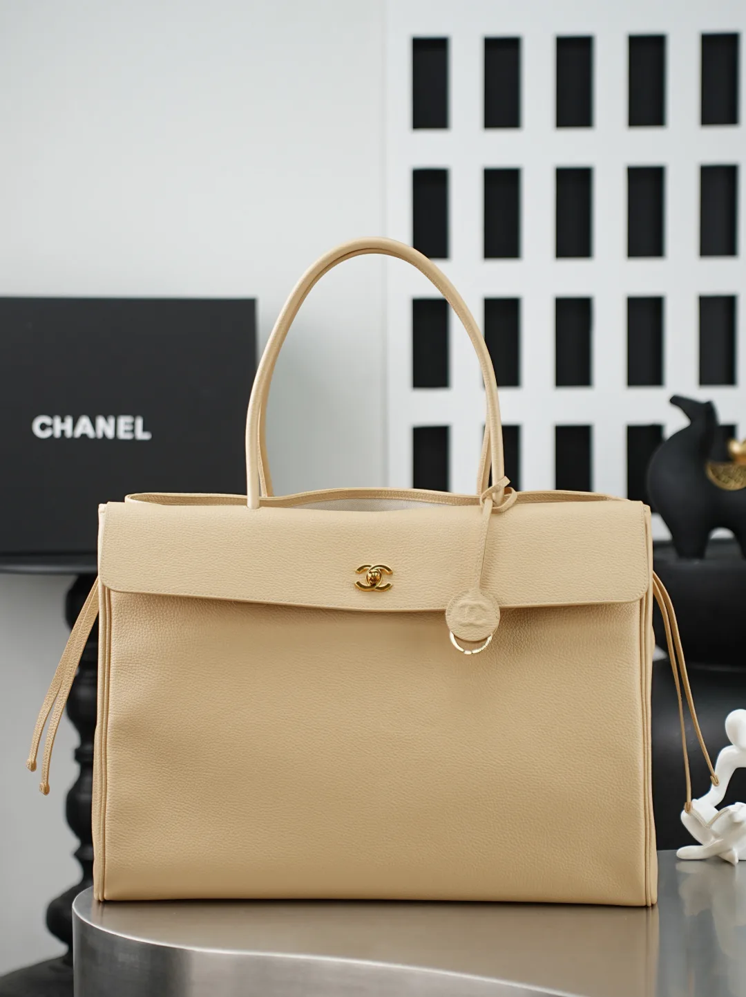 Chanel Beige Grained Leather Tote Bag product photo from LabelPicks