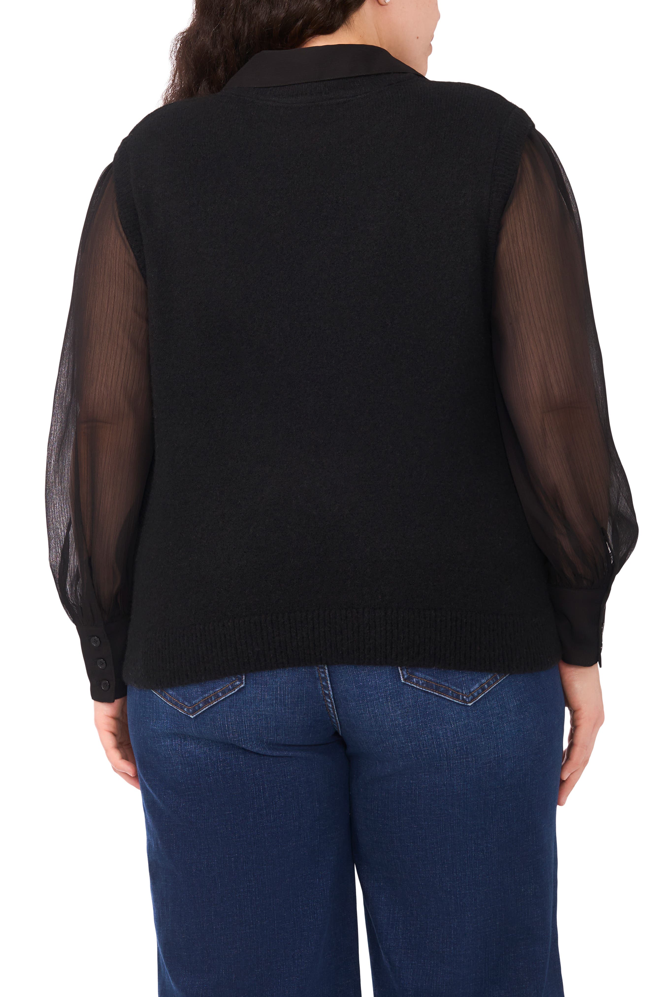 Halogen® Mixed Media Long Sleeve Sweater