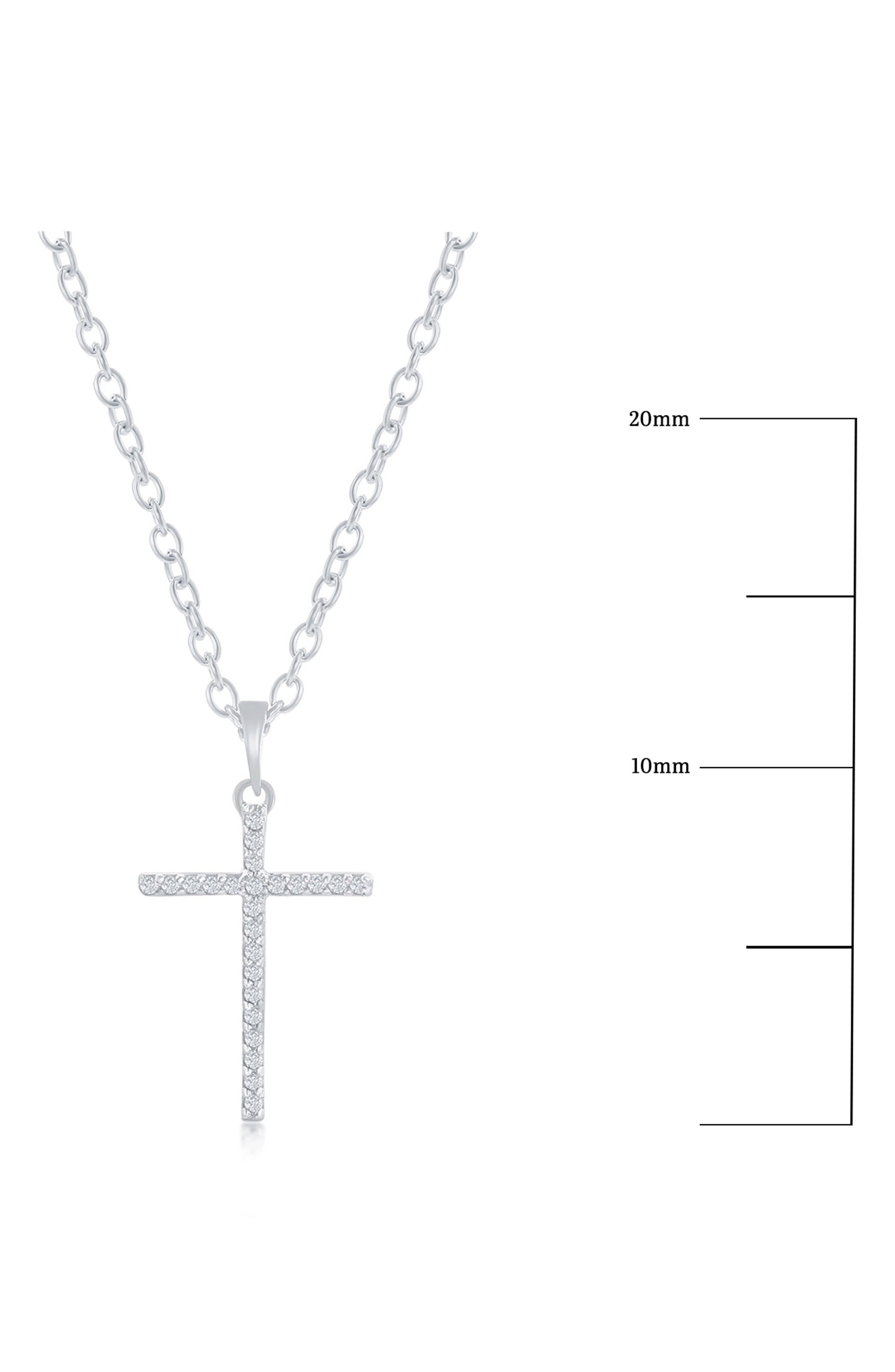 SIMONA Sterling Silver Pavé Diamond Cross Pendant Necklace - 0.05ct.
