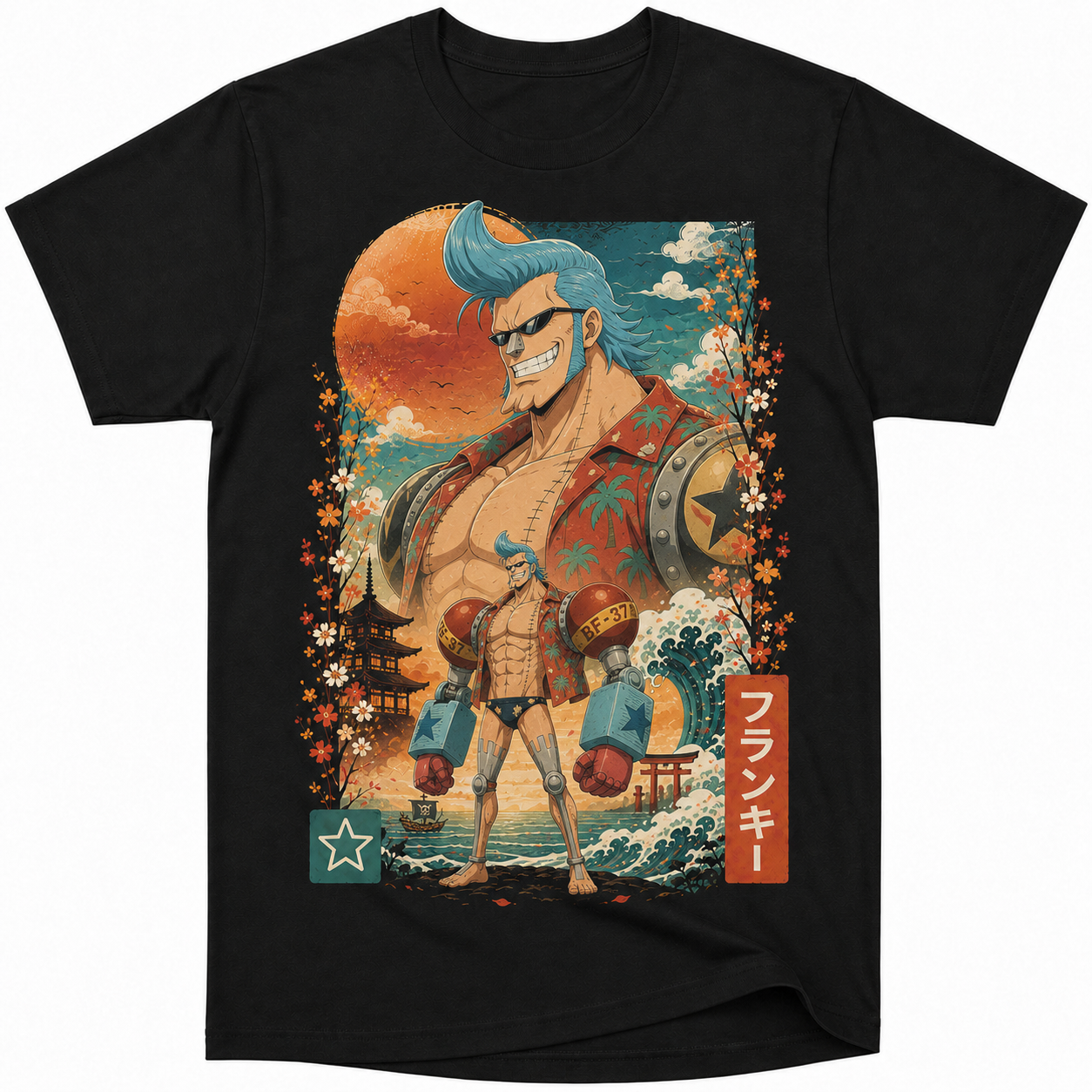 Remera Anime Franky One Piece Manga Corta