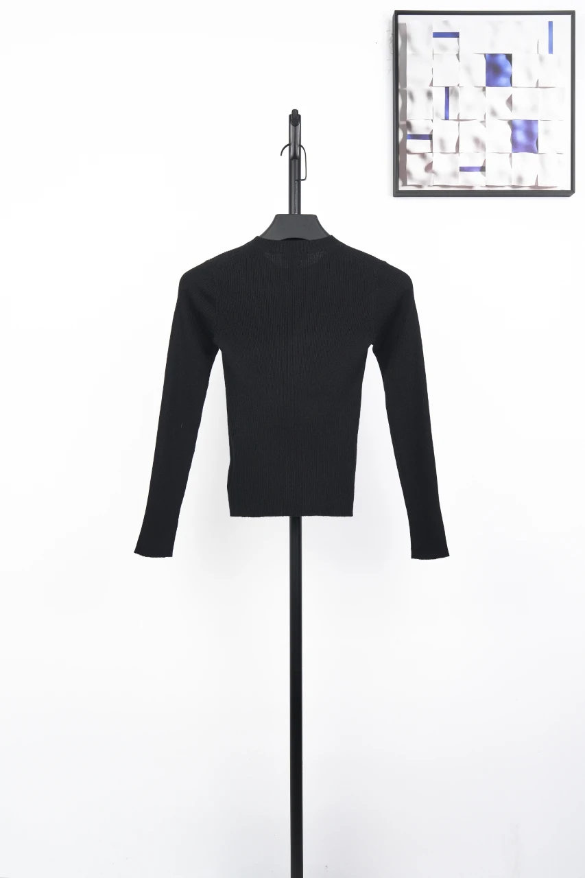 Prada Black Gold Logo Jacquard Recycled Silk Slim Knit Sweater product photo from LabelPicks