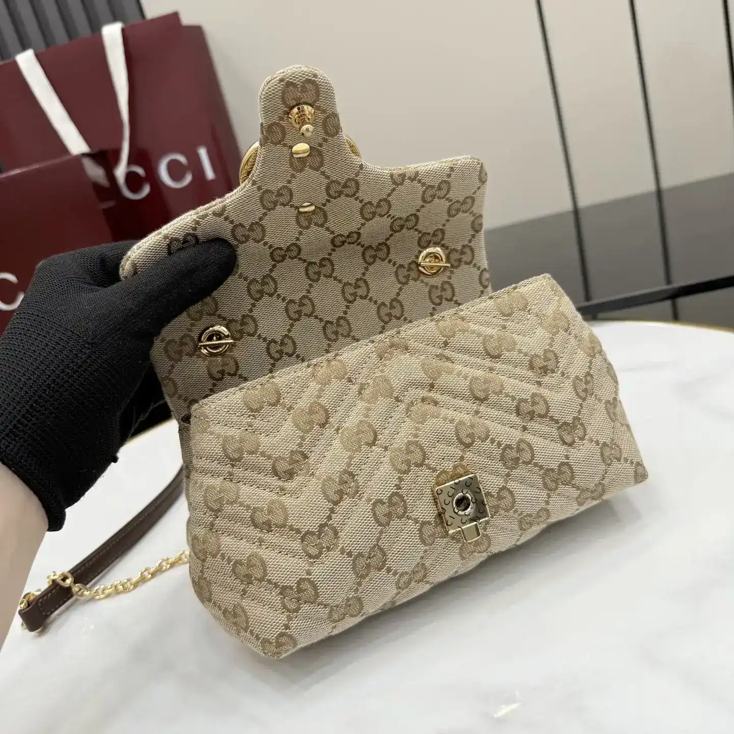 Gucci Generation Brown GG Supreme Canvas Crossbody Bag product photo from LabelPicks
