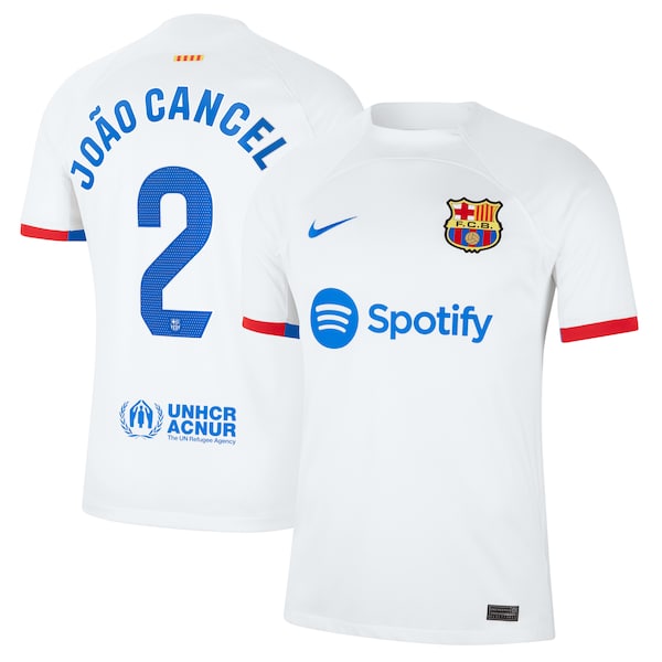 Joao Cancelo Barcelona Nike 2023/24 Away Stadium Replica Player Jersey - White/Aqua/Royal